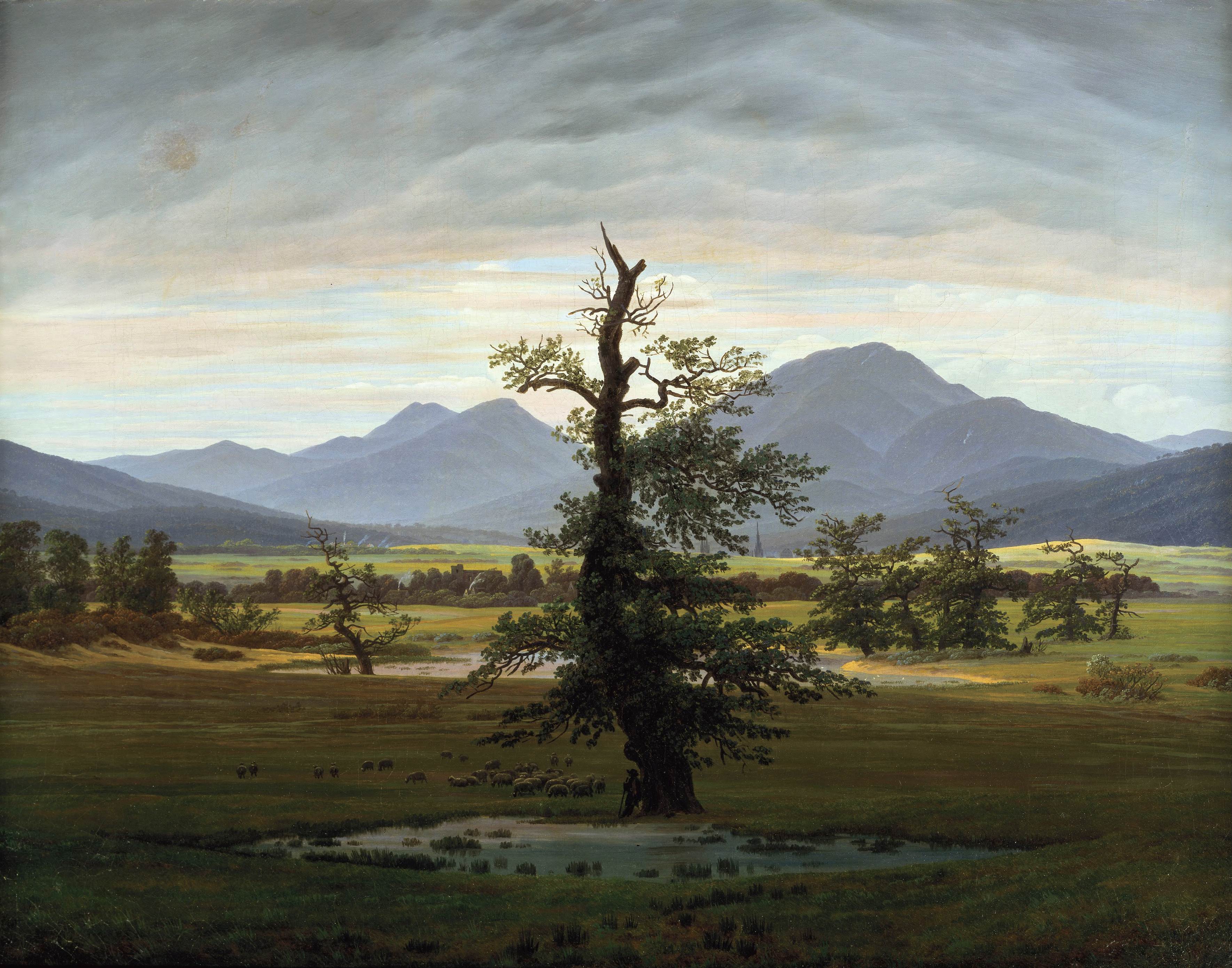 Oil On Canvas Oil Painting Caspar David Friedrich Sky Artwork Classical Art Mountains Clouds Landsca 3539x2780