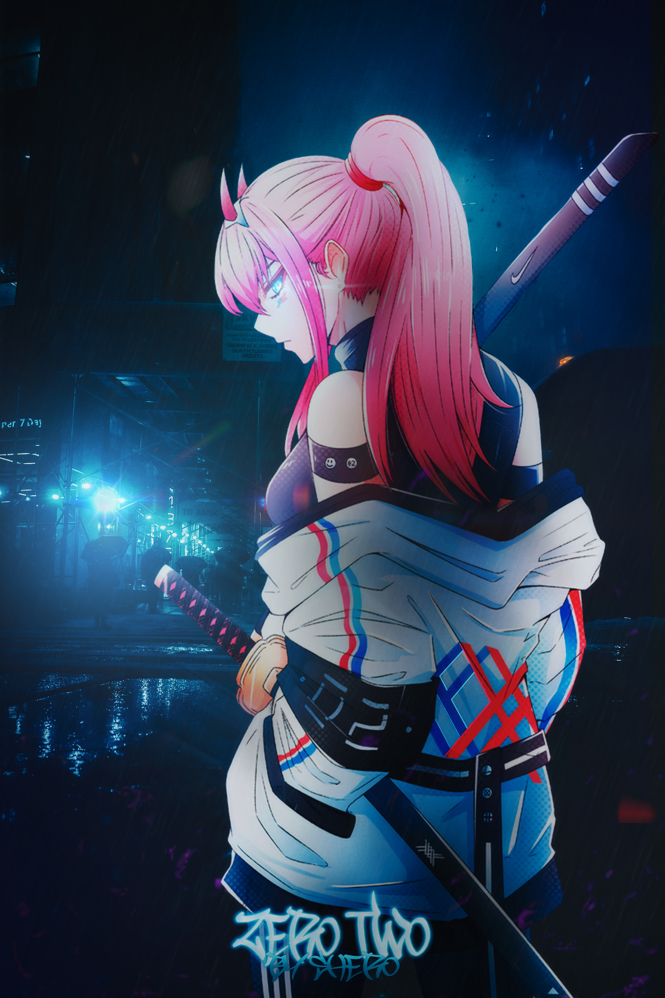 Darling In The FranXX Zero Two Darling In The FranXX Anime Anime Girls Cyberpunk Vertical Ponytail P 2624x3936
