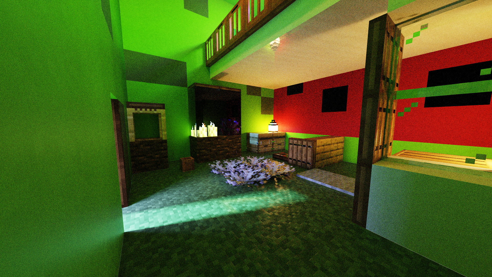 Minecraft CGi Shader Ray Tracing Nvidia RTX Video Games Video Game Art Interior 1920x1080