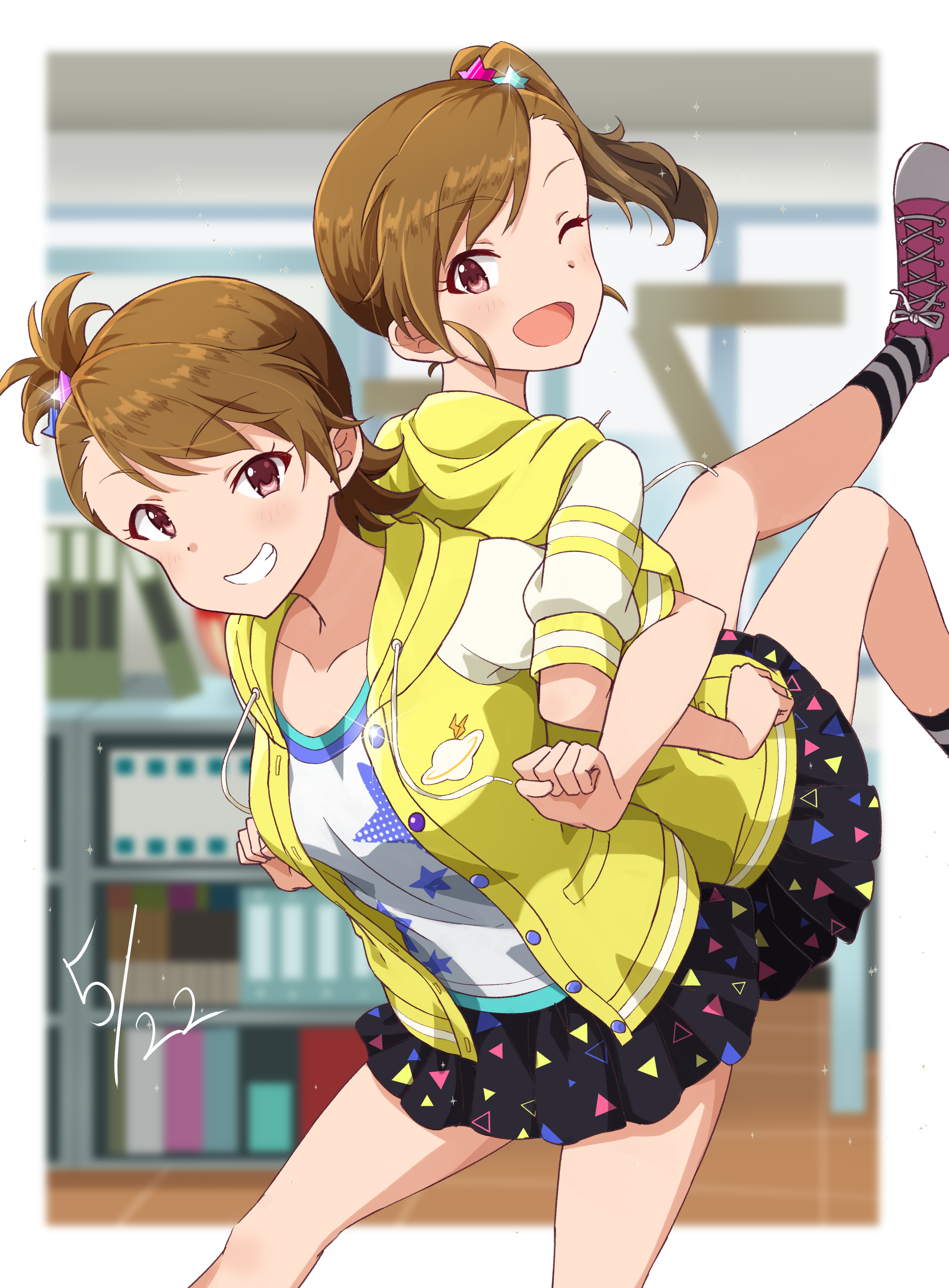 Anime Anime Girls THE IDOLM STER Futami Ami Futami Mami Brunette Side Ponytail Two Women Twins Artwo 2125x2884