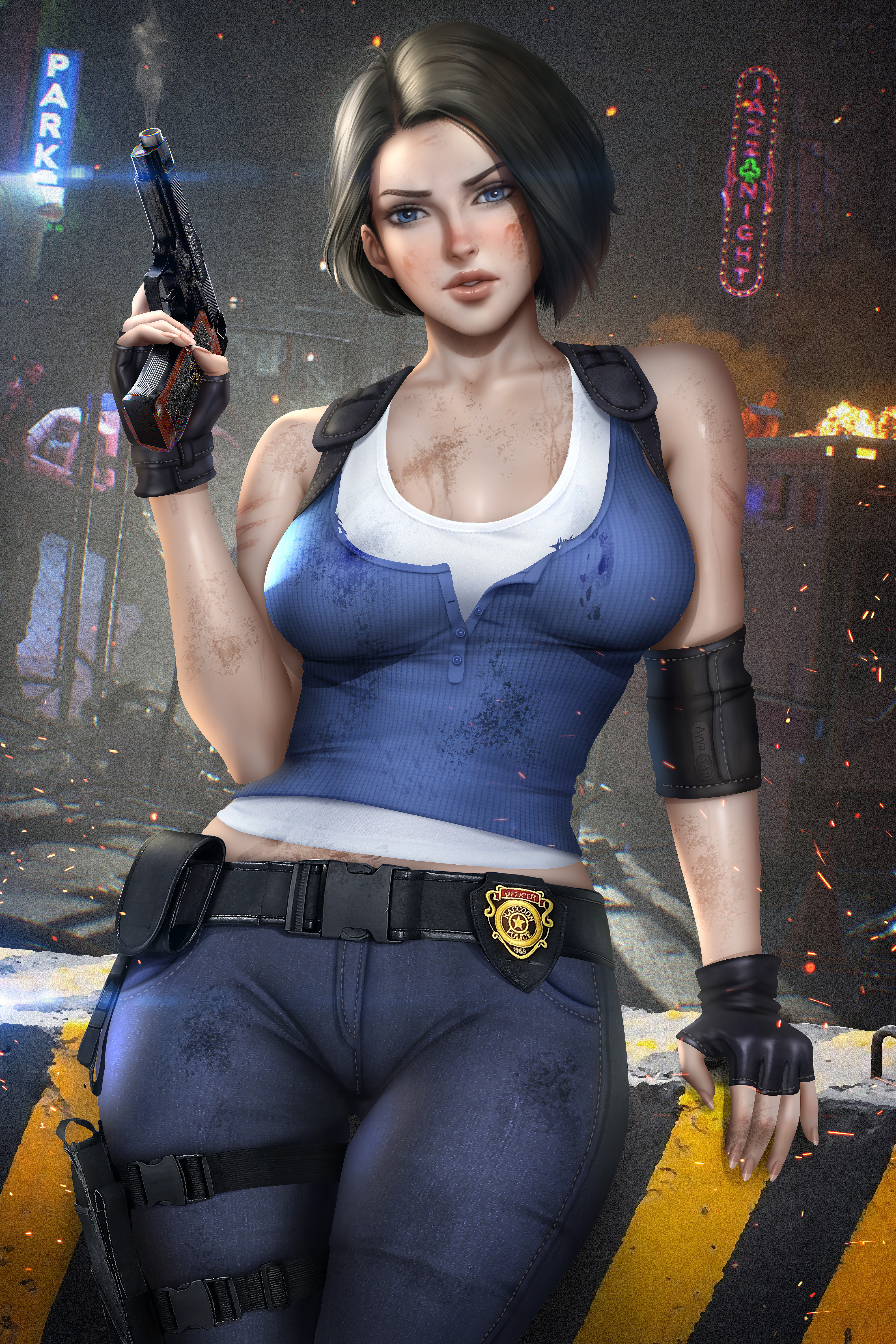Jill Valentine Resident Evil PC Gaming Resident Evil 2 Remake Women Artwork Digital Art Video Games  4000x6000