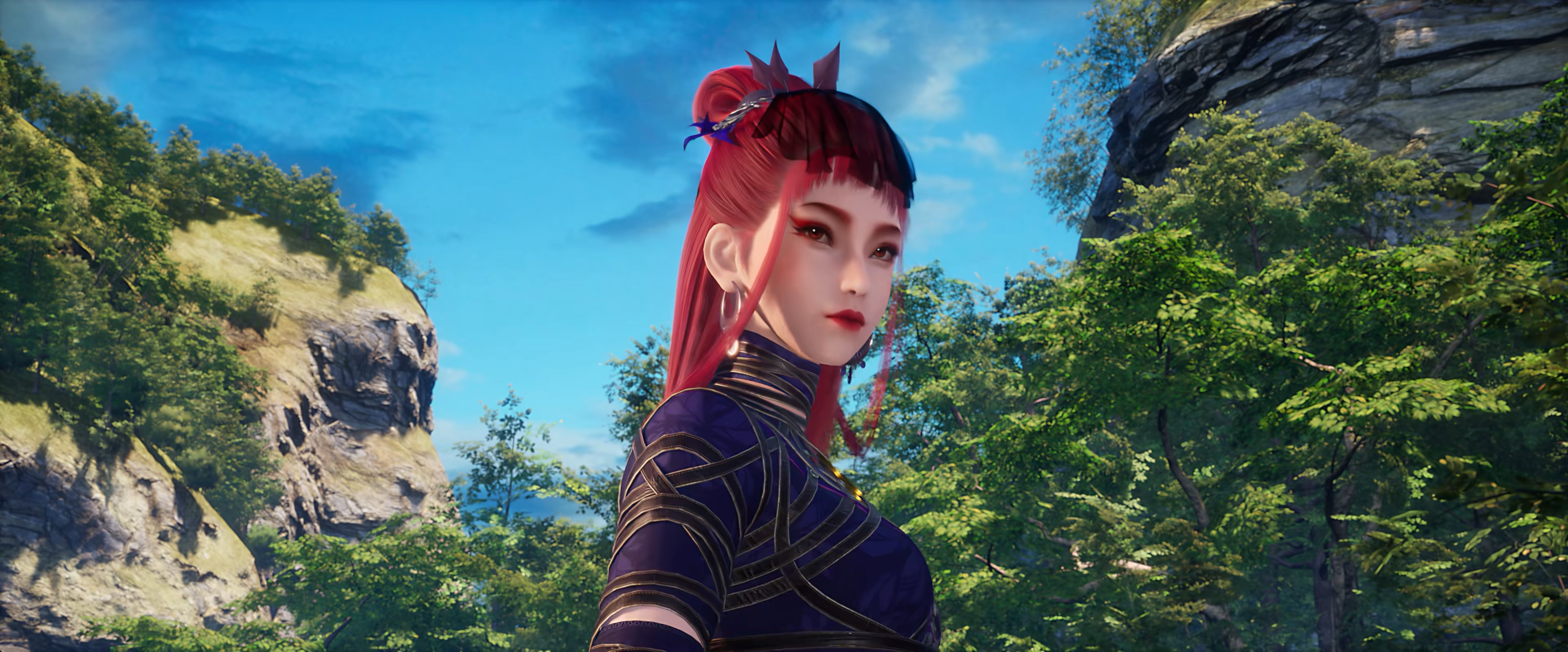 Daike Bu Liang Ren Chinese Anime CGi Women Trees Sky Clouds Earring Hoop Earrings 3840x1598