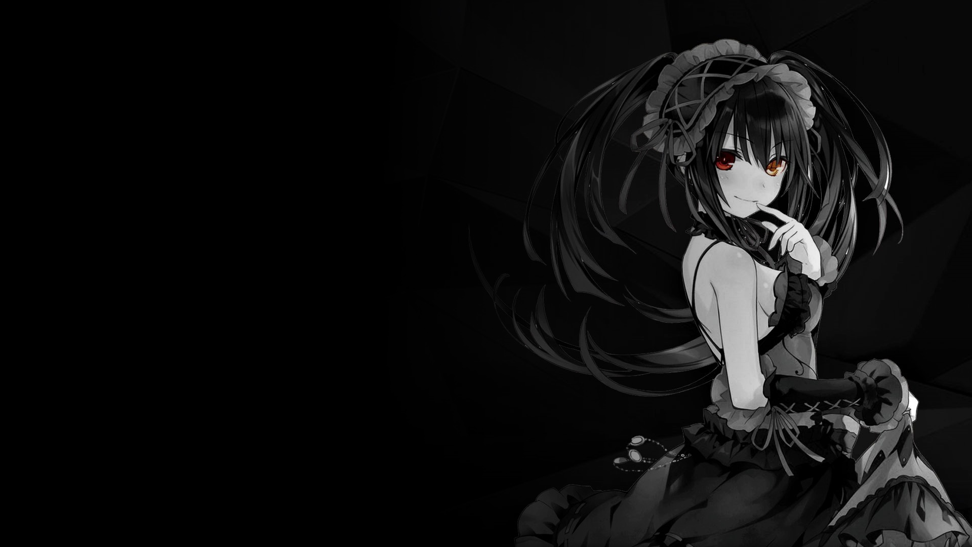 Selective Coloring Black Background Dark Background Simple Background Anime  Girls Date A Live Tokisa Wallpaper - Resolution:1920x1080 - ID:1315790 -  