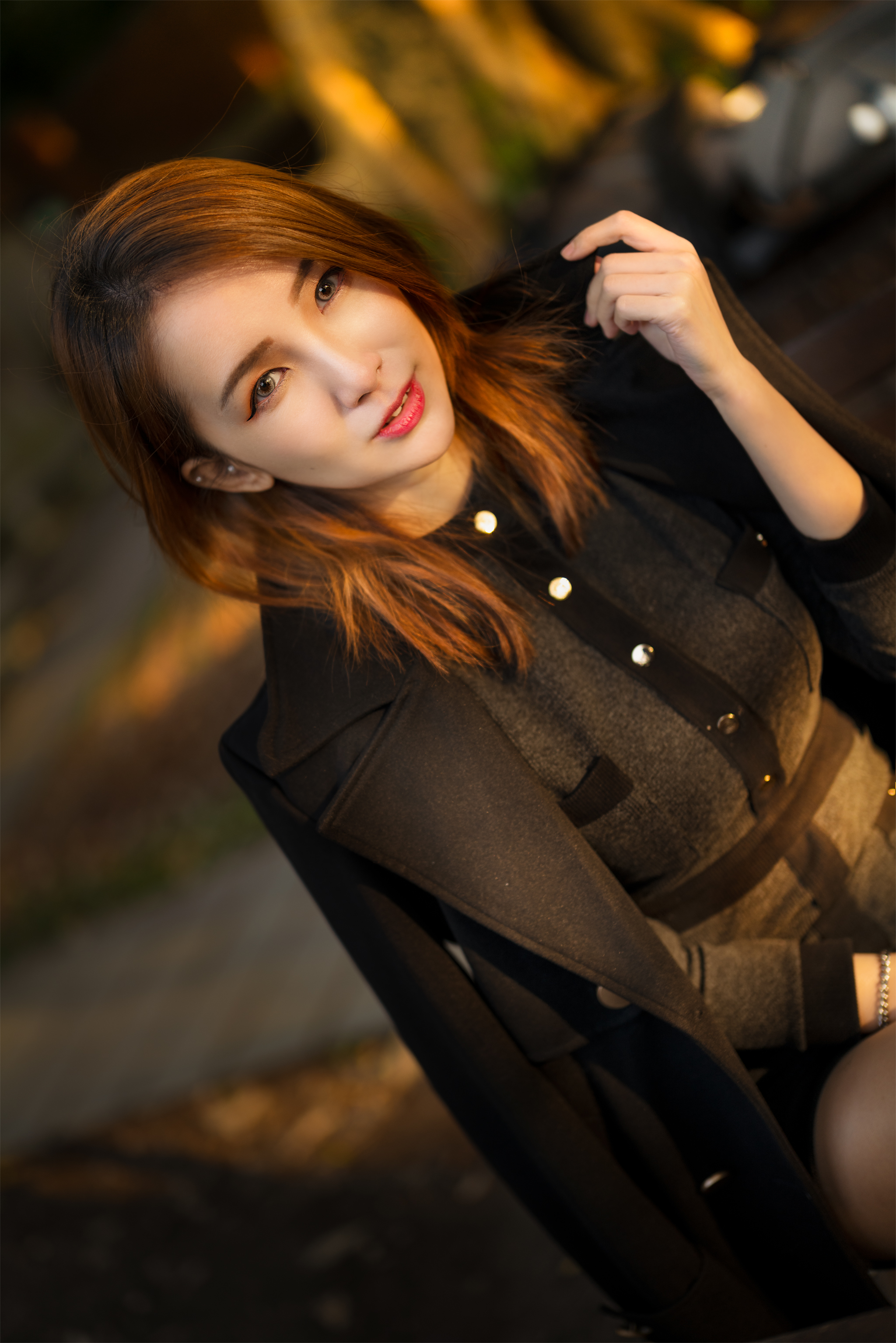 Chou Hsuan Yung Women Asian Brunette Makeup Black Clothing Jacket Depth Of Field 2048x3069