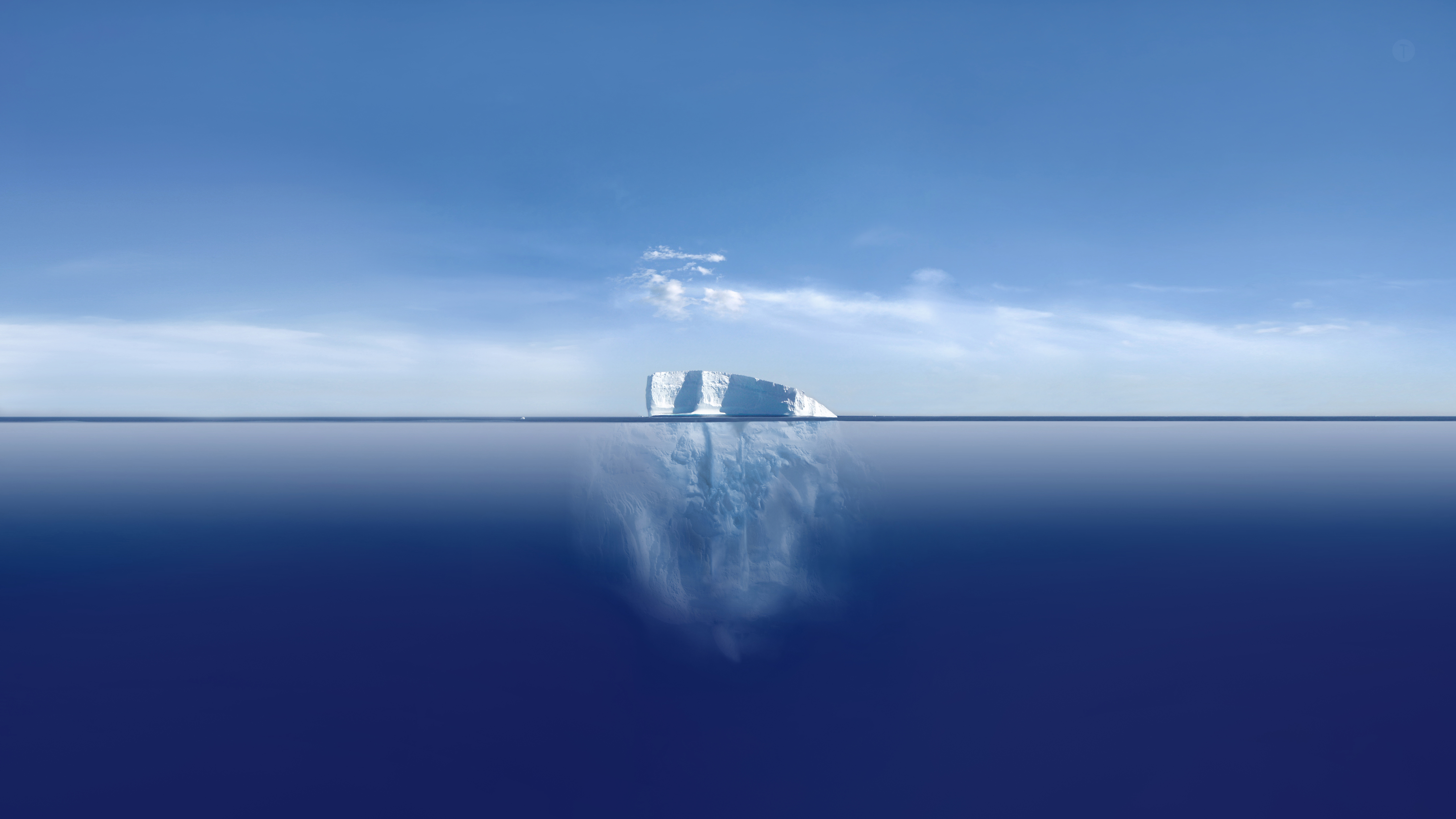Sky Sea Iceberg Simple Background Minimalism Water 5120x2880