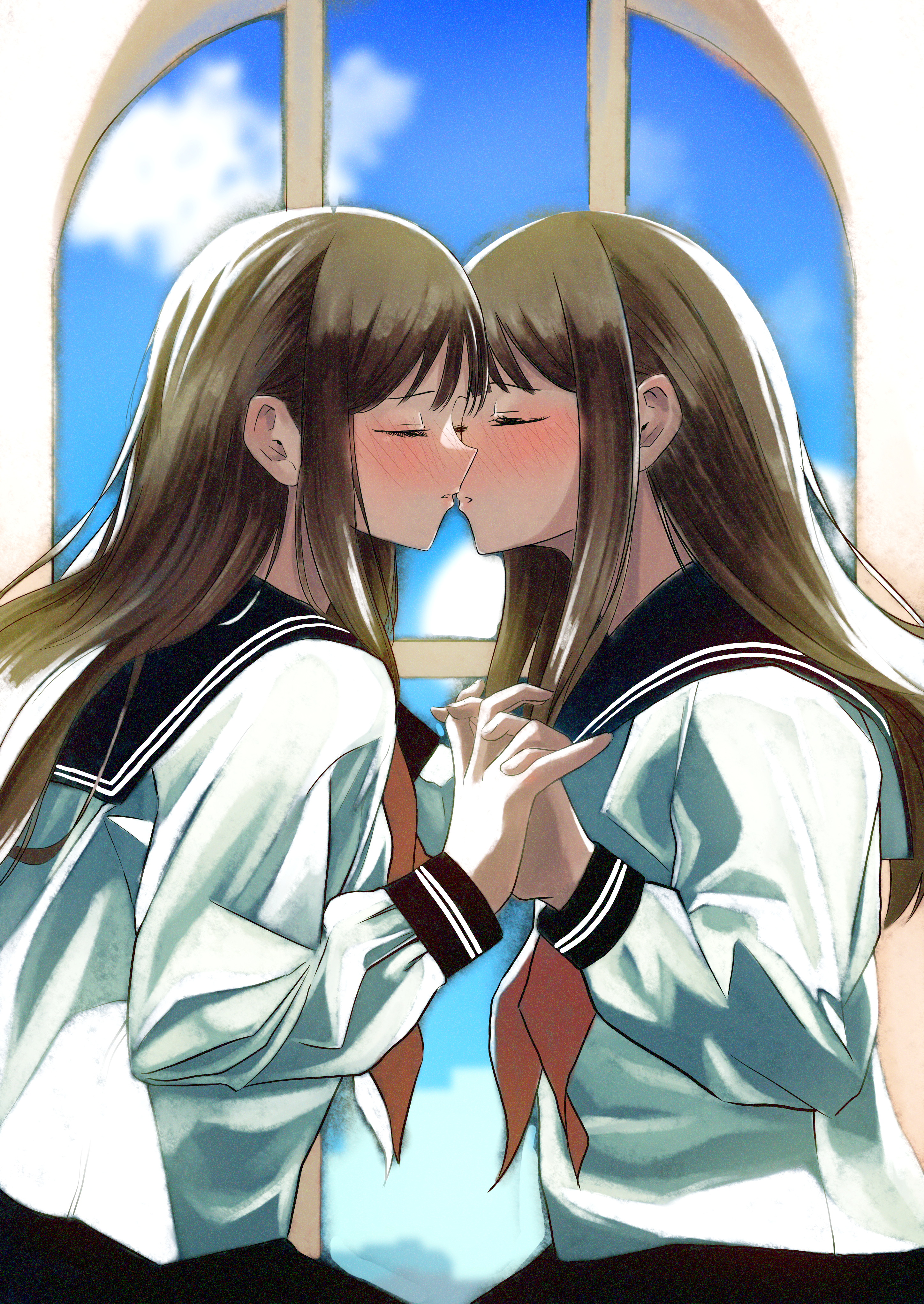 Anime Anime Girls Original Characters Long Hair Twins Two Women Artwork Digital Art Fan Art 2894x4083