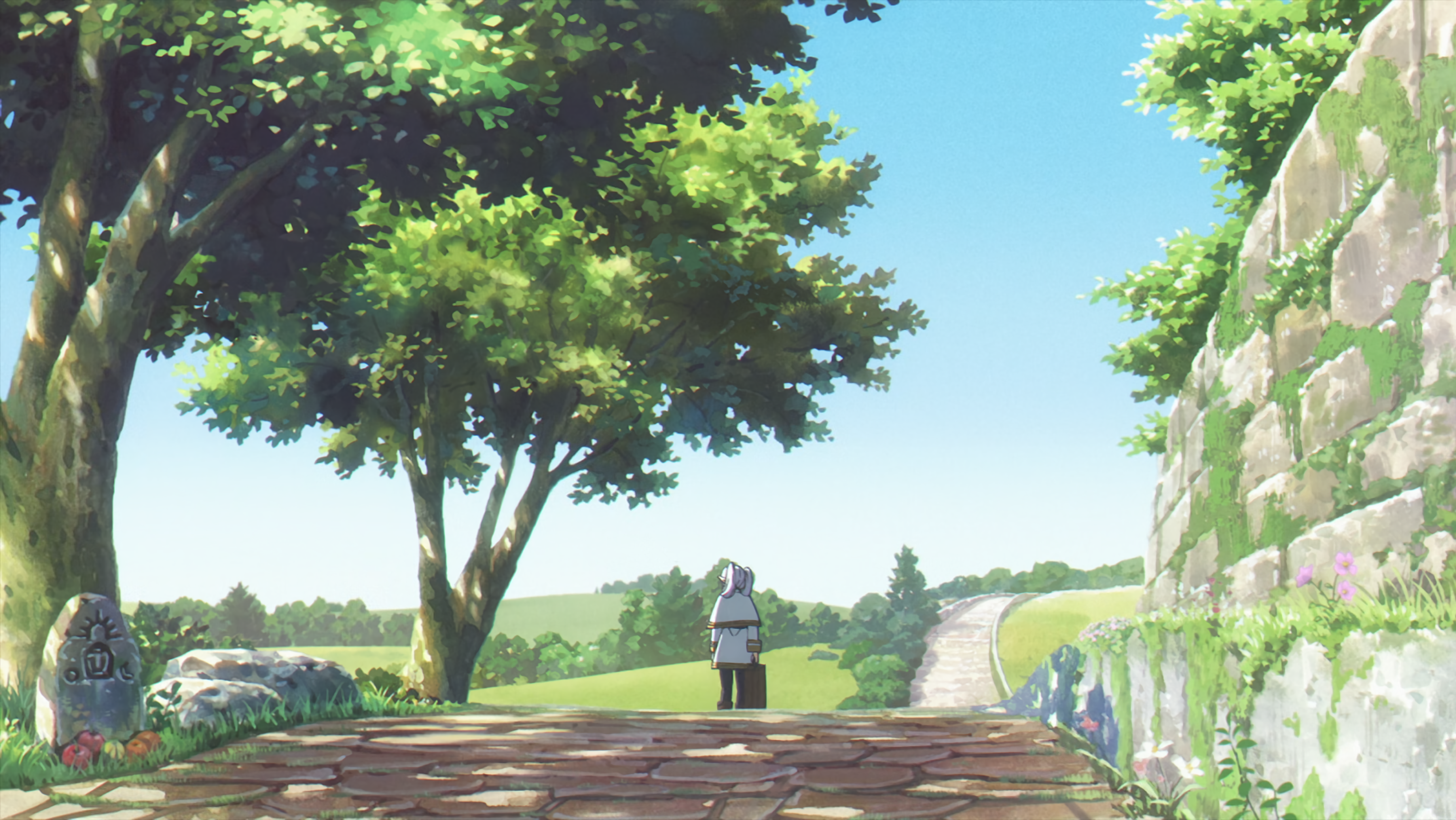Sousou No Frieren Anime Anime Screenshot Trees Anime Girls Sunlight Sky Path Standing Grass 3070x1728