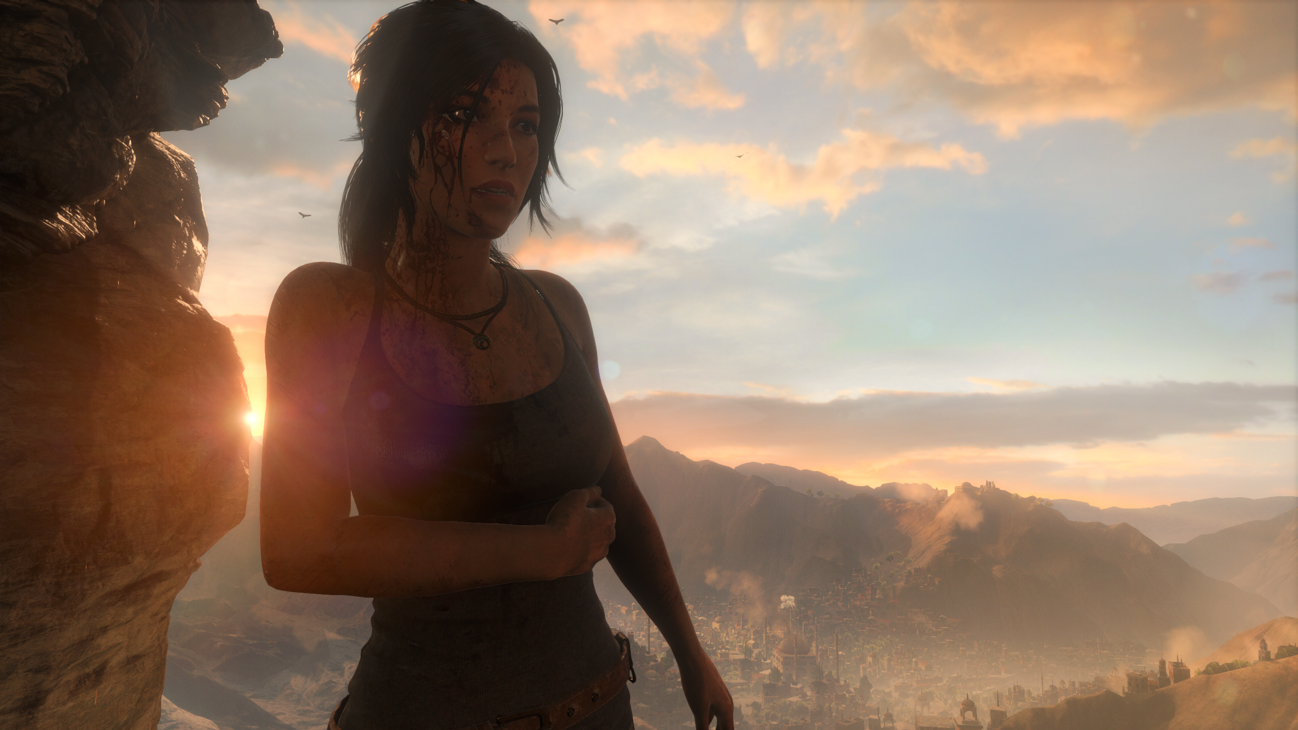 Rise Of The Tomb Raider Lara Croft Tomb Raider Tomb Raider Video Games Sunset Sunset Glow Sky Clouds 2560x1440