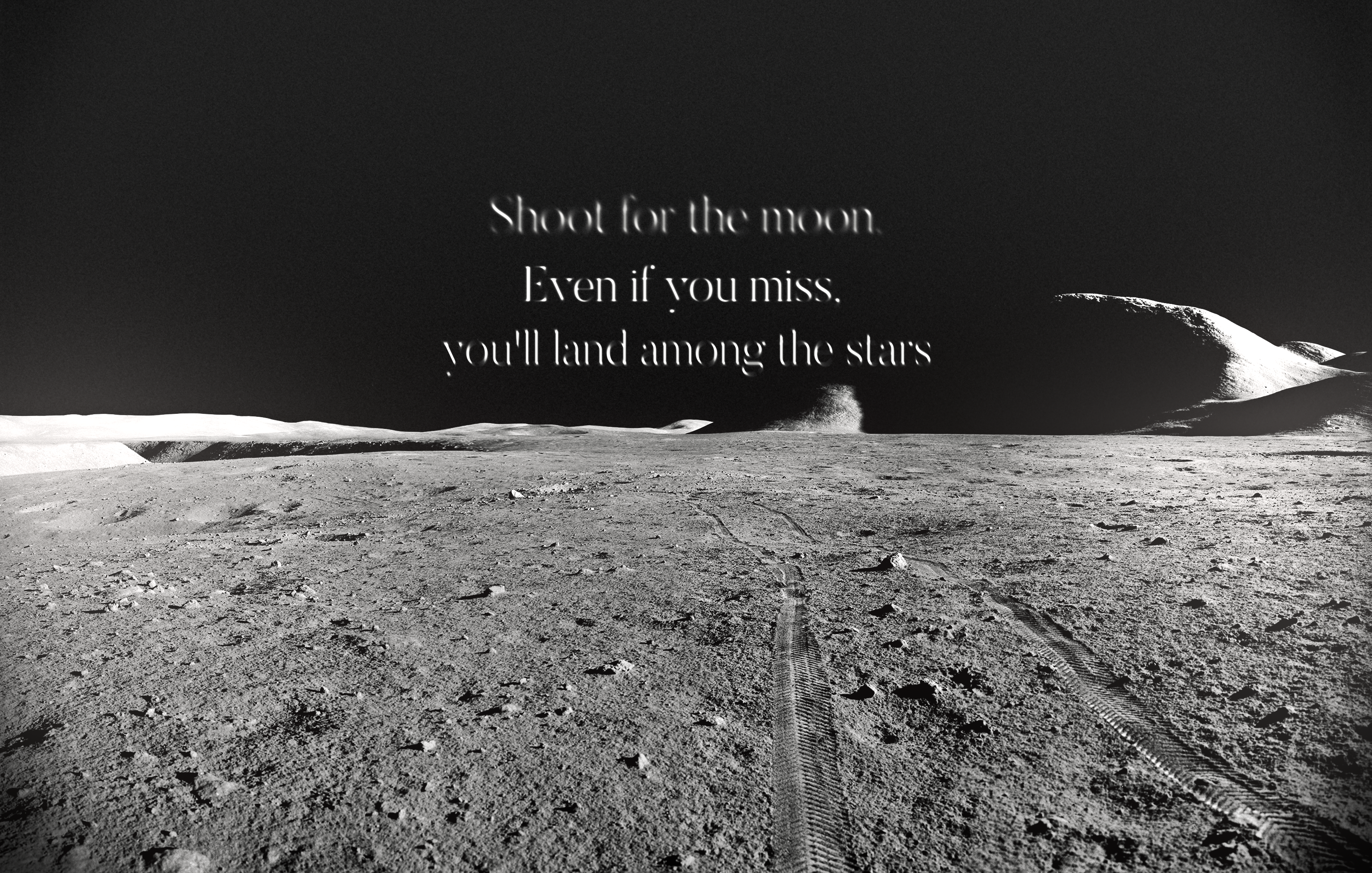 Quote Moon Lunar Surface Space Monochrome Text 3272x2082