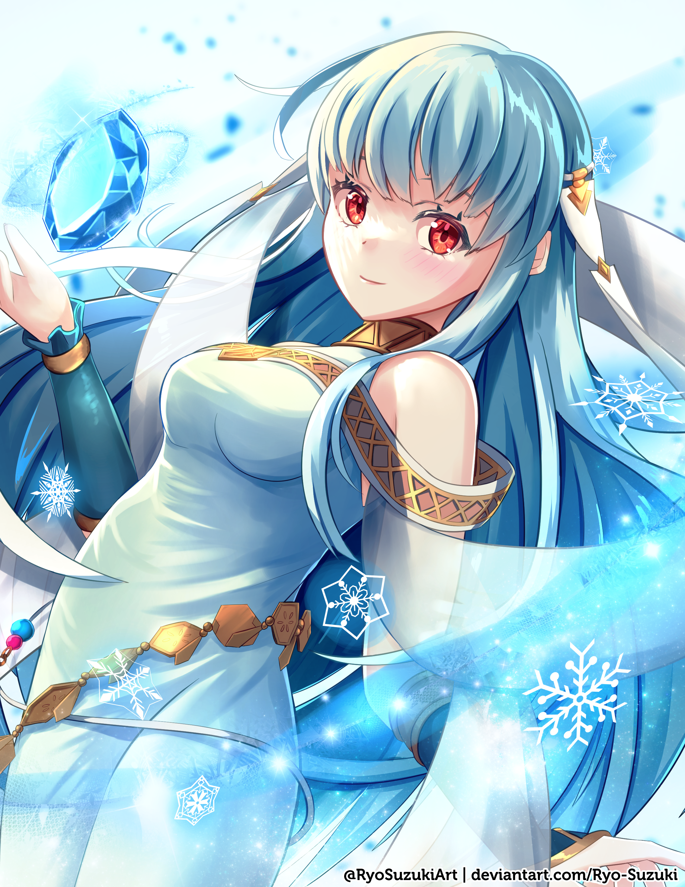 Anime Anime Girls Fire Emblem Ninian Fire Emblem The Blazing Blade Long Hair Blue Hair Solo Artwork  2269x2938