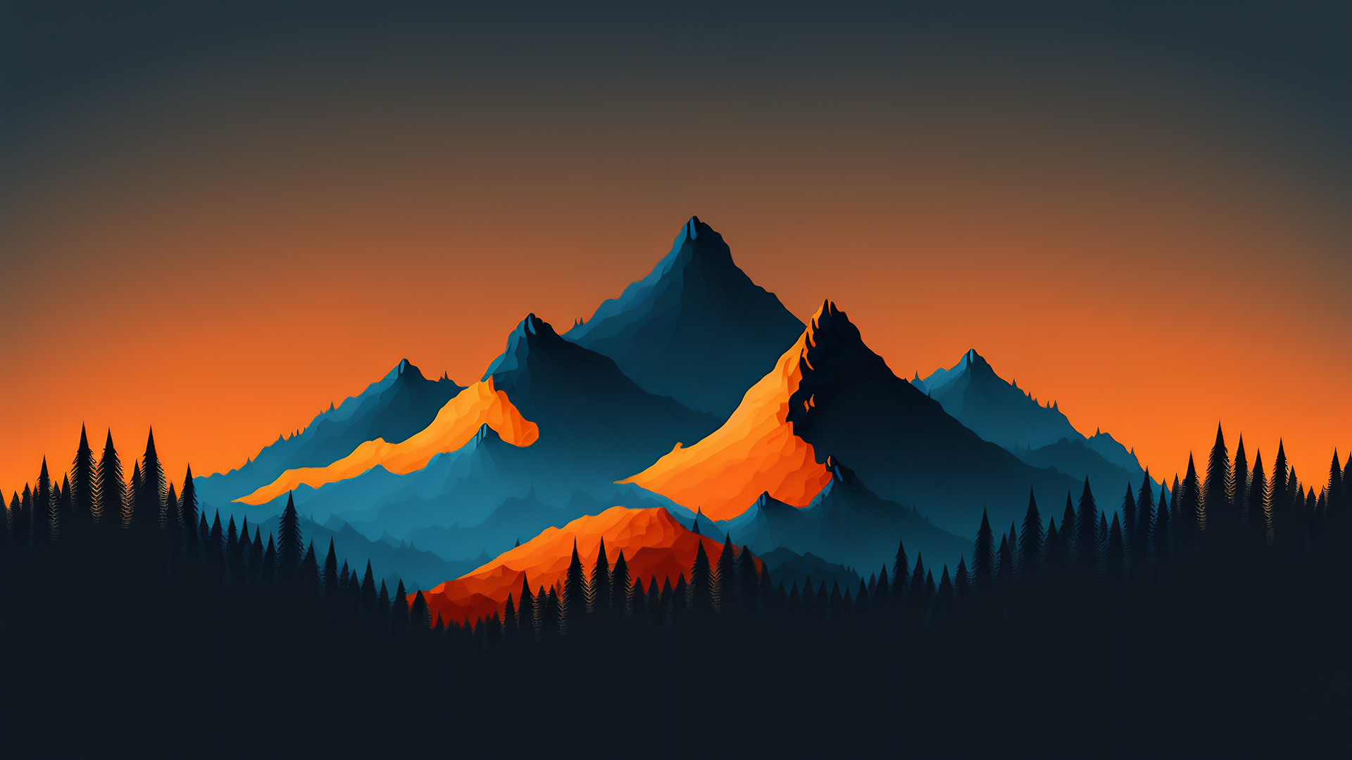 Ai Art Minimalism Mountains Vector Illustration Nature Simple Background  Wallpaper - Resolution:1920x1080 - ID:1366257 