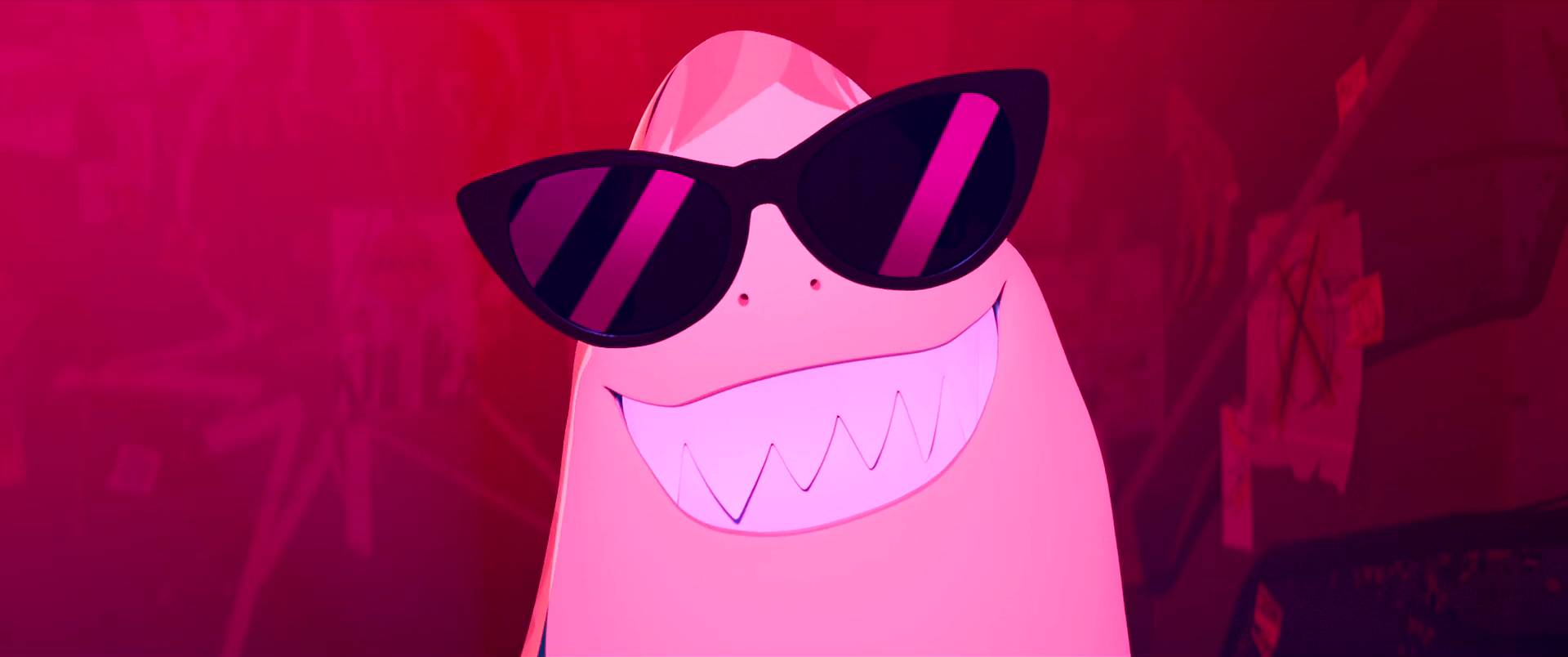Animated Movie Cartoon Nimona Glasses HUMOR Sunglasses Teeth Film Stills Smiling 1920x804