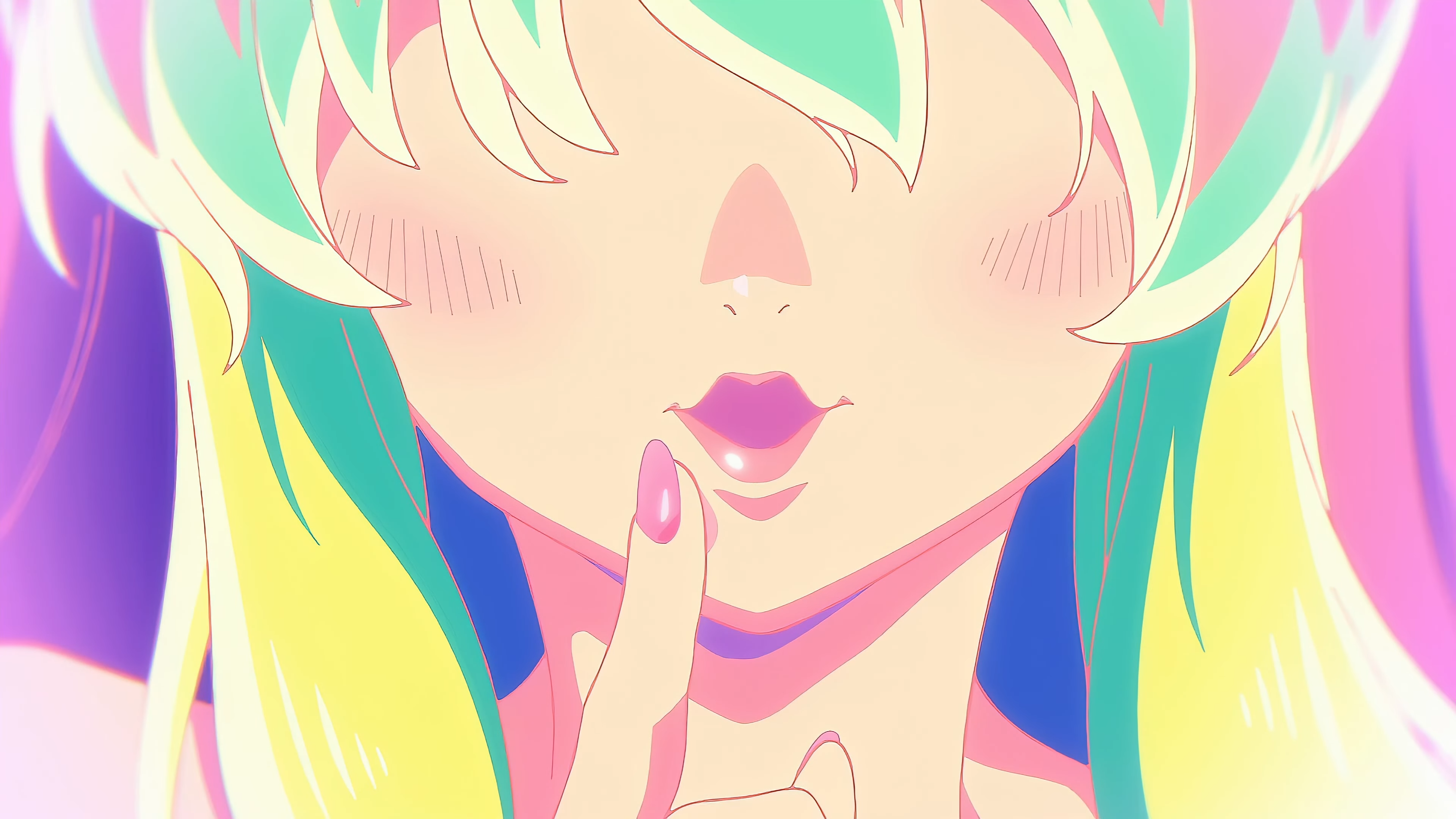 Urusei Yatsura Lum Invader Anime Girls Hair Covering Eyes Lips Blush Blushing Anime Screenshot 3840x2160