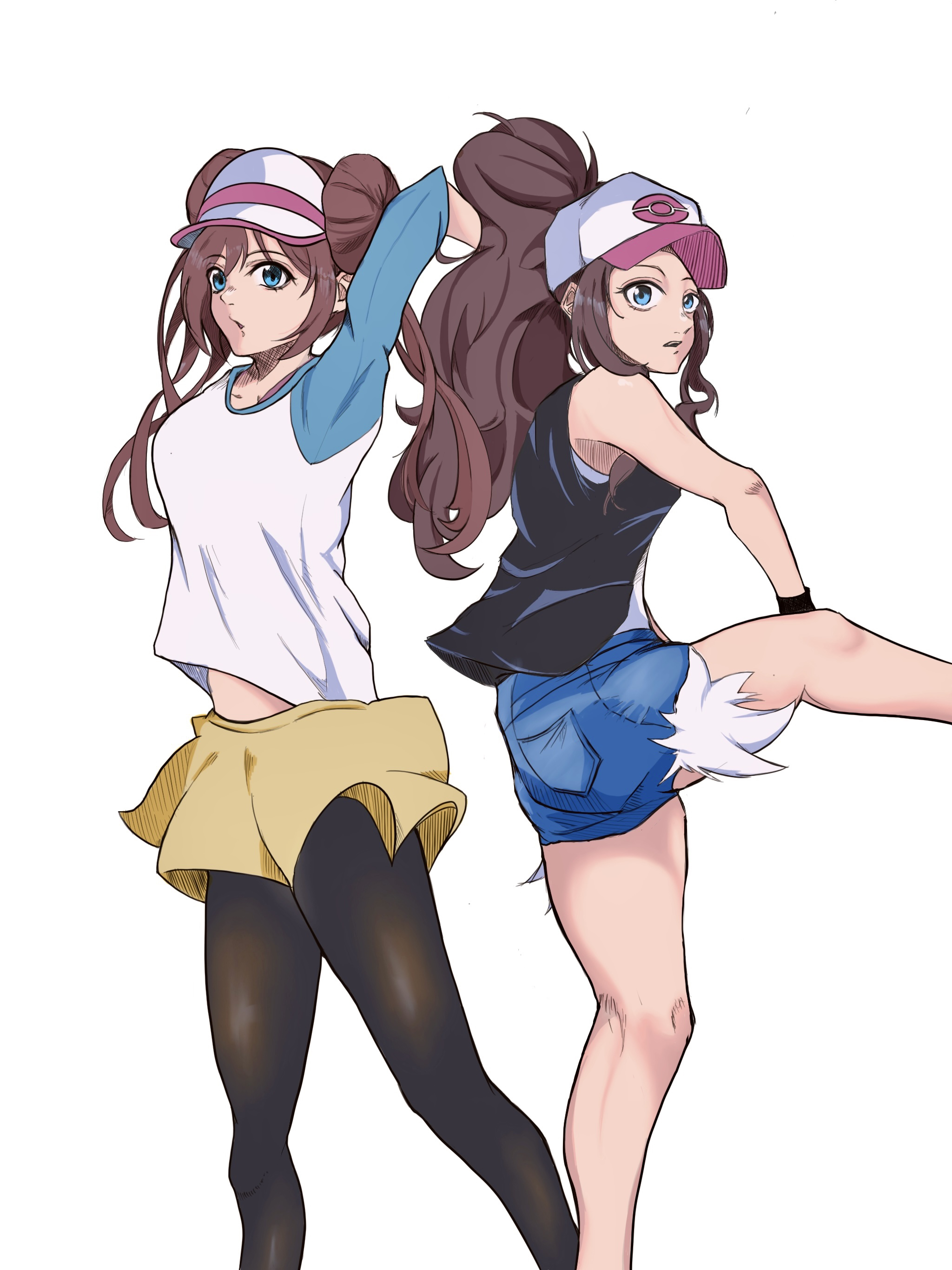 Anime Anime Girls Pokemon Rosa Pokemon Hilda Pokemon Long Hair Twintails Ponytail Brunette Two Women 2048x2732