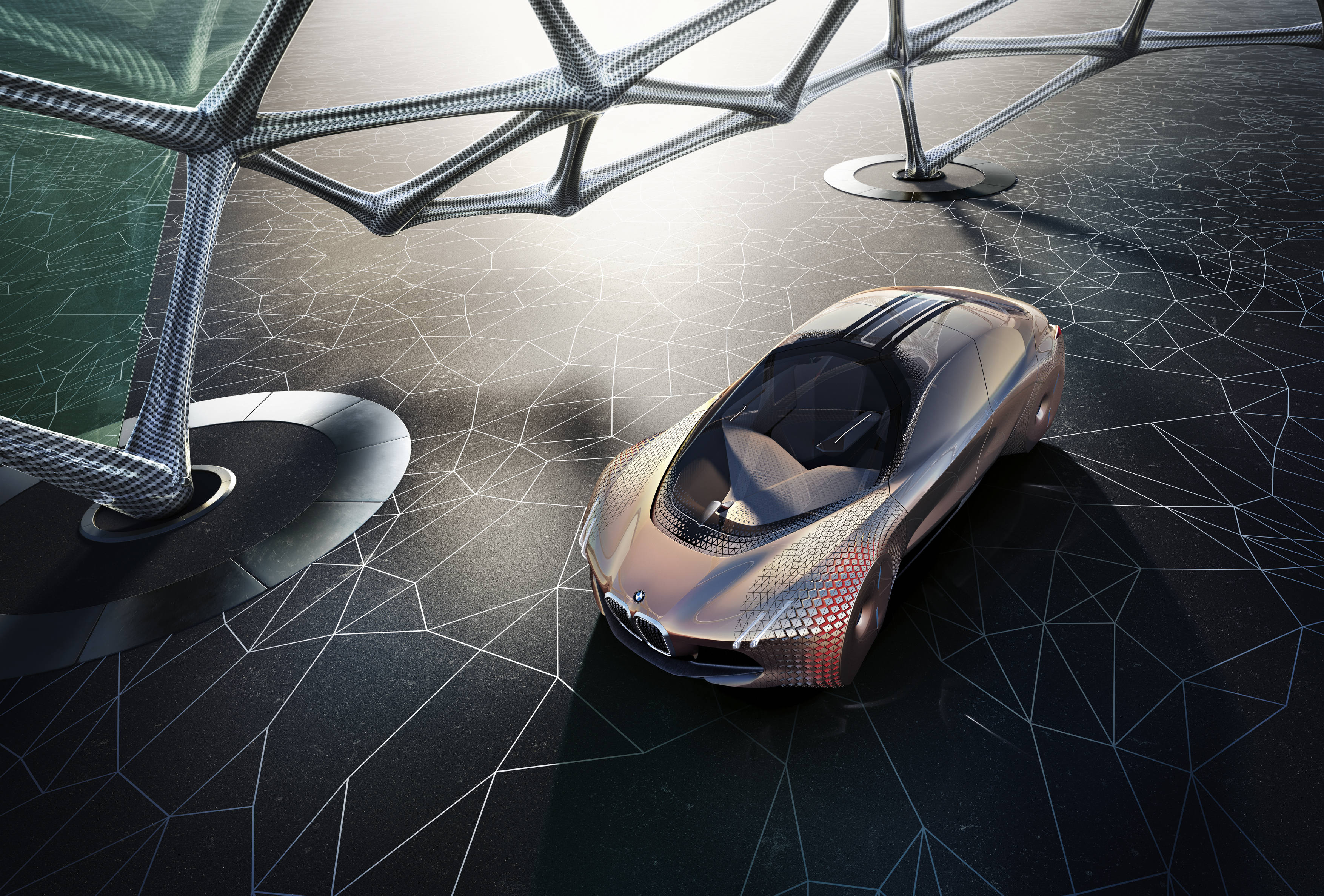 BMW Vision Next 100 BMW Car Concept Cars Futuristic Abstract High Angle Geometry Brown Cars Beige Sp 3508x2375