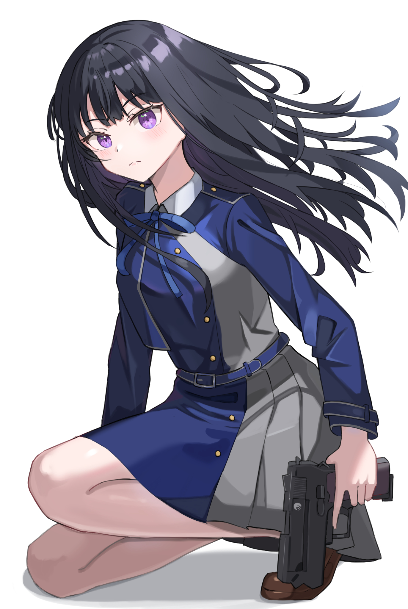 Anime Anime Girls Lycoris Recoil Inoue Takina Long Hair Black Hair Solo Schoolgirl School Uniform Ar 1372x2047