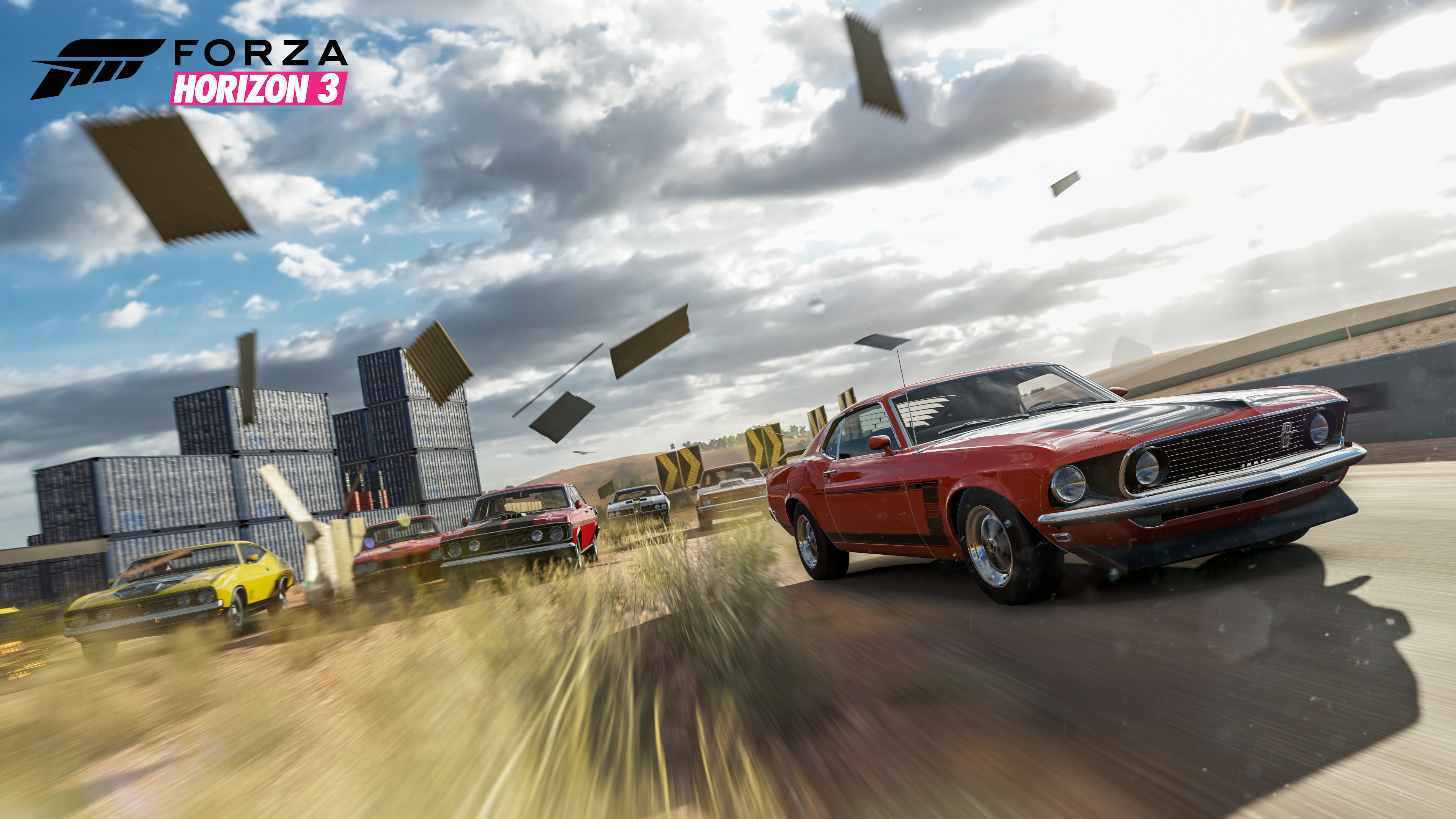 Forza Horizon 3 Video Games CGi Headlights Car Logo Racing Clouds 3840x2160