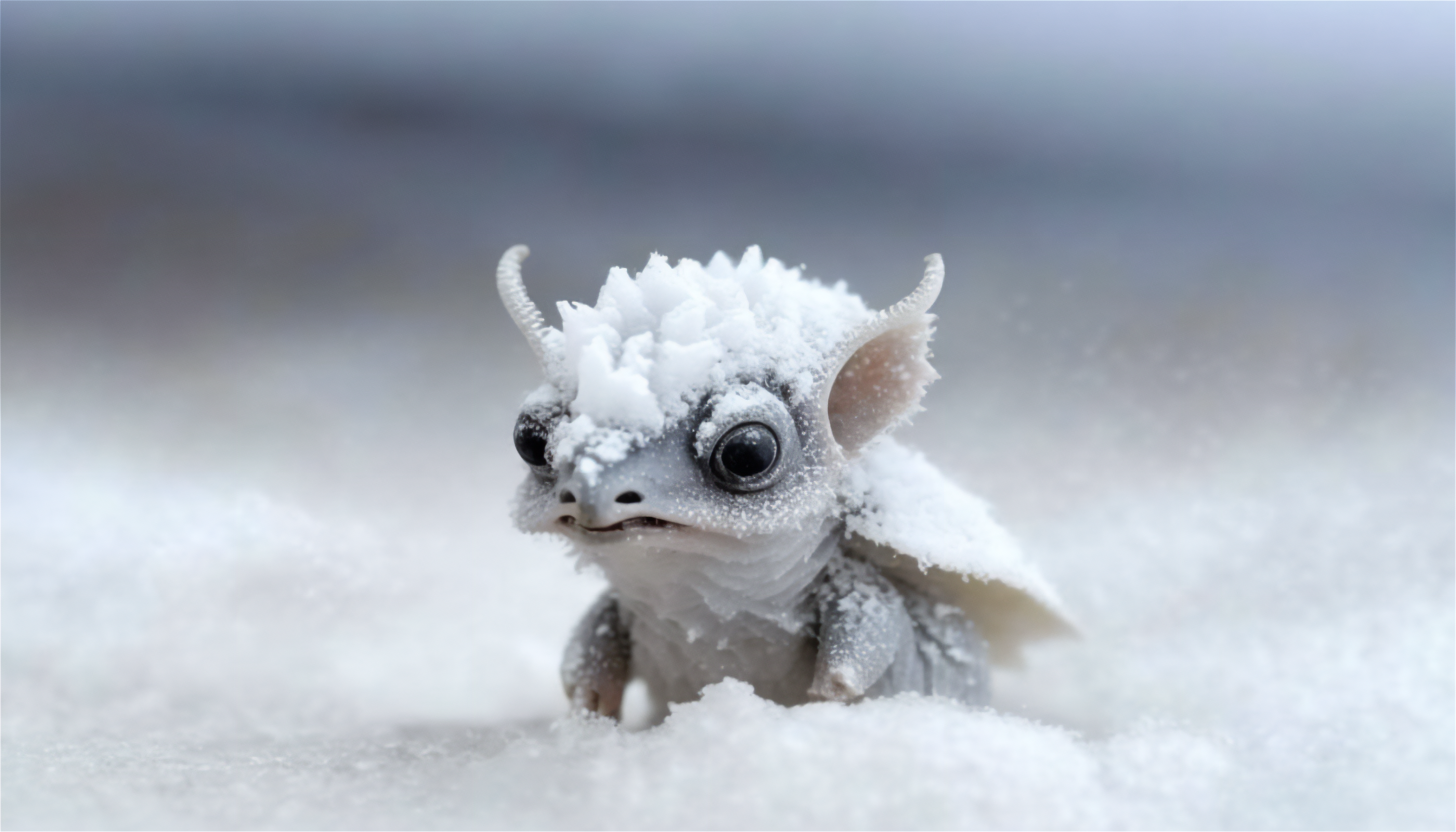 Ai Art Creature Tiny Snow Frost Winter 3136x1792