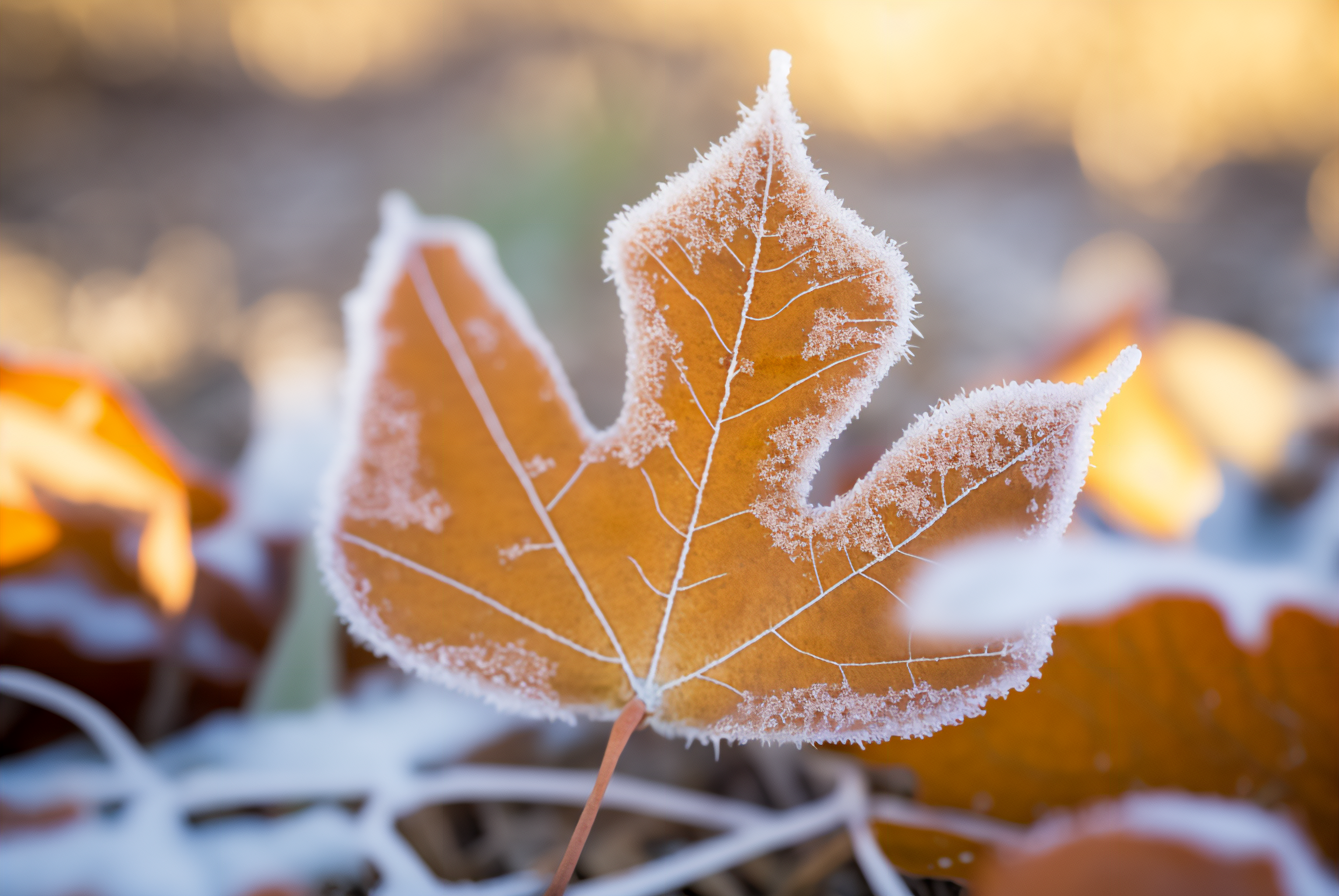 Ai Art Winter Snow Frost Leaves Nature Closeup 3060x2048