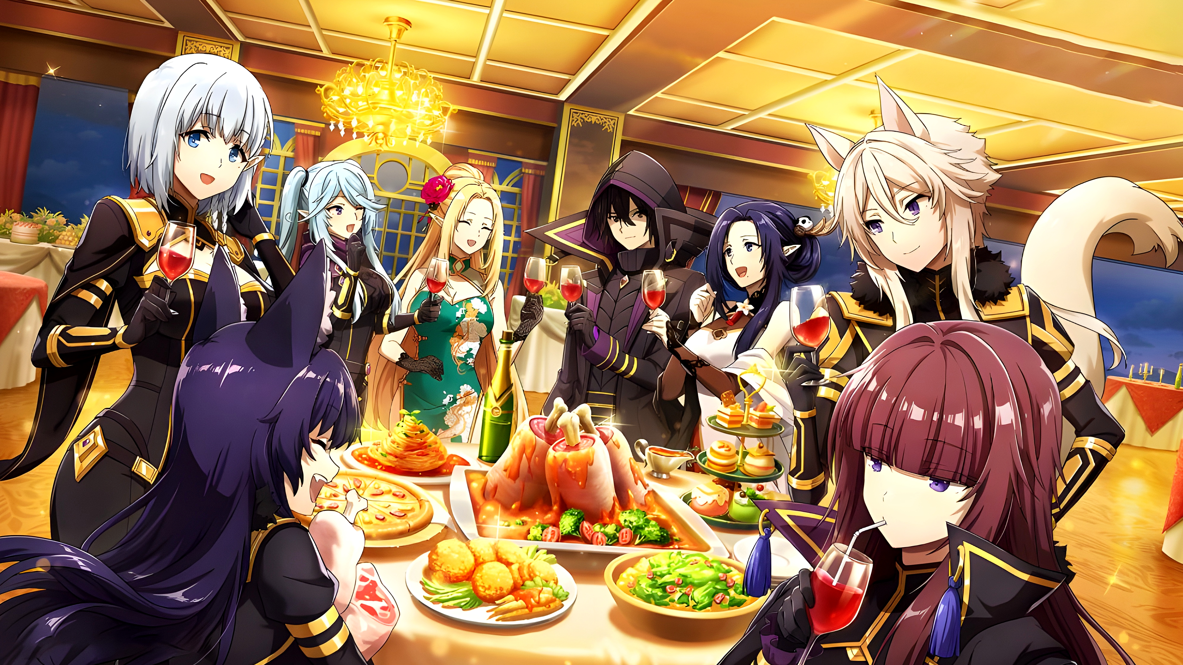The Eminence In Shadow Anime Anime Girls Natsume Beta Alpha Cid Kagenou Zeta Luna Gamma Food Chandel 3840x2160