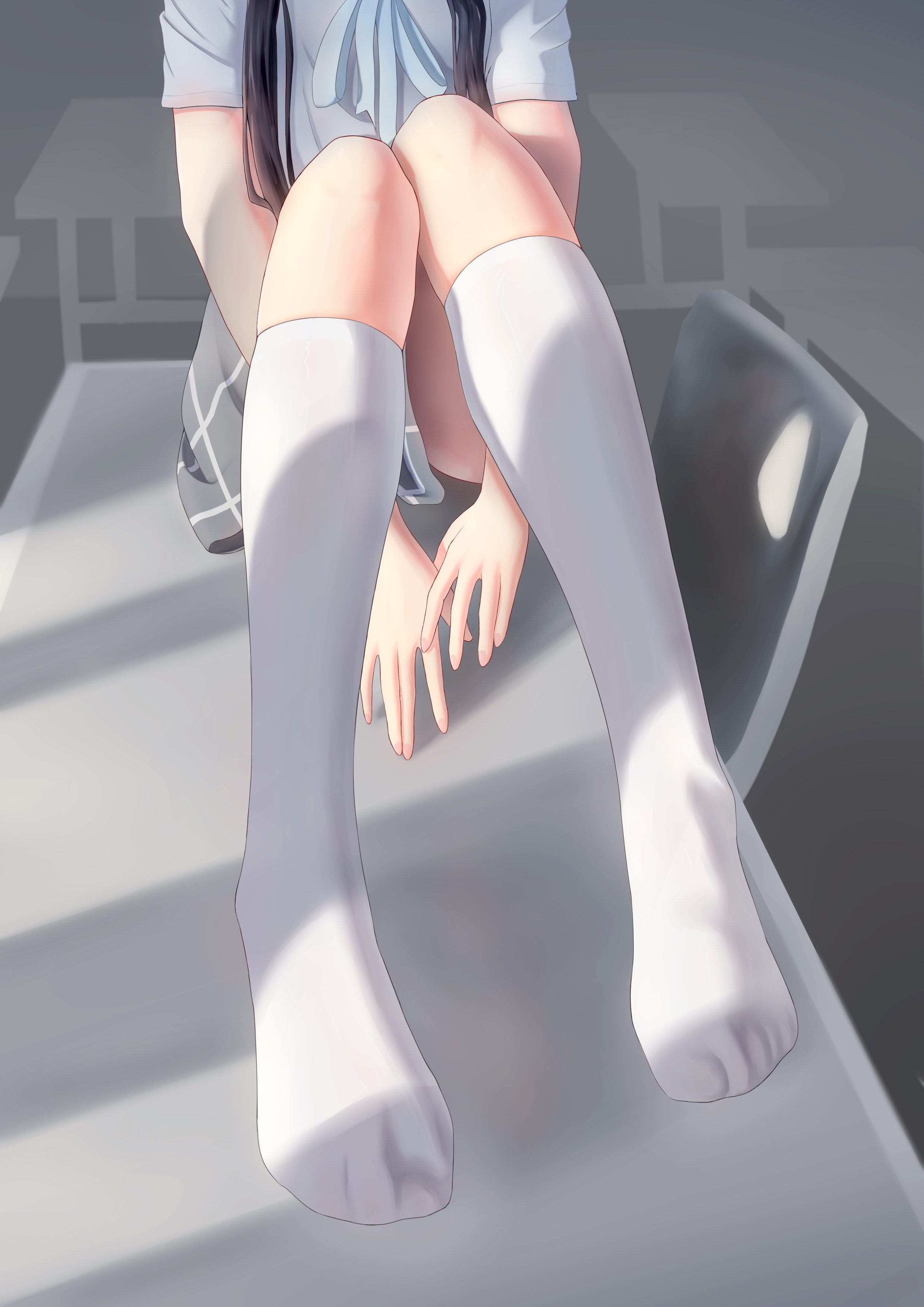 White Socks Skirt Anime Girls School Uniform Schoolgirl 2480x3508