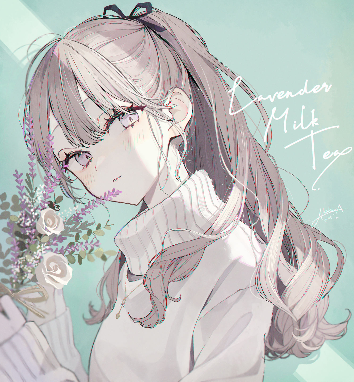Akakura Pixiv Anime Girls Vertical Flowers Sweater 1500x1619