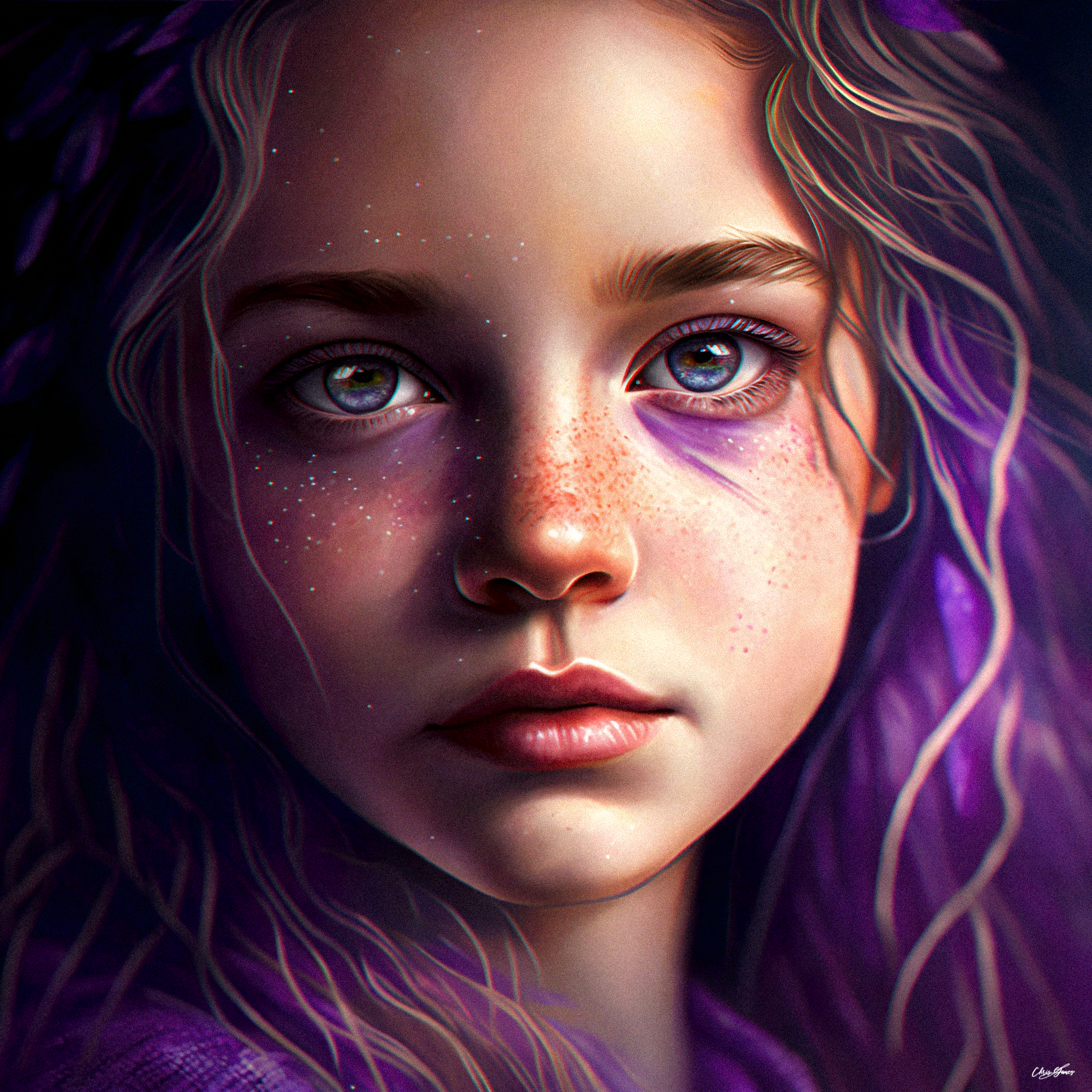 Fictional Character Purple Cape Eyes Illustration Hair Drawn Color Burst Mouth Face 2048x2048