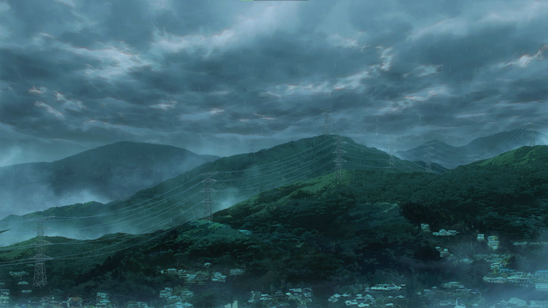 Jujutsu Kaisen Mountains Rain Overcast Clouds Trees House Anime Anime Screenshot Sky 1920x1080