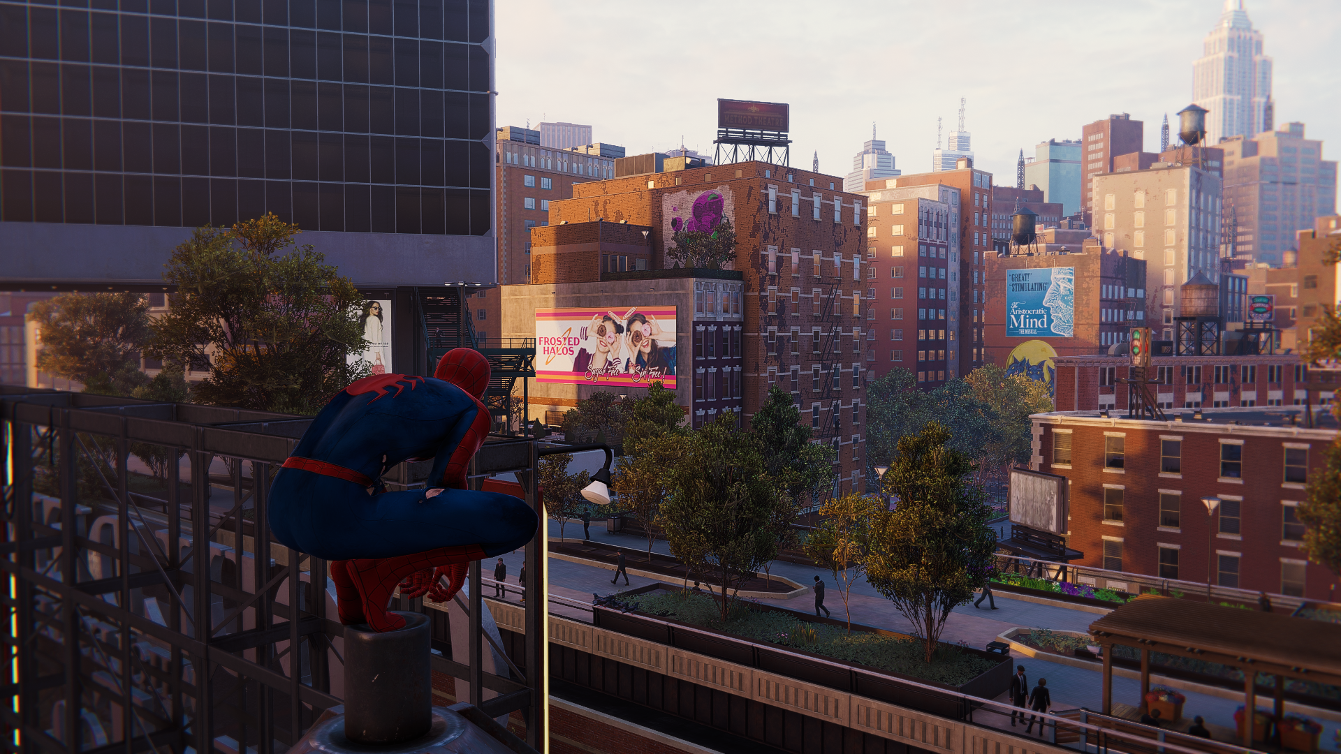 Marvels Spider Man Video Game Art Spider Man 2018 CGi Video Games Bodysuit Superhero Building City I 1920x1080
