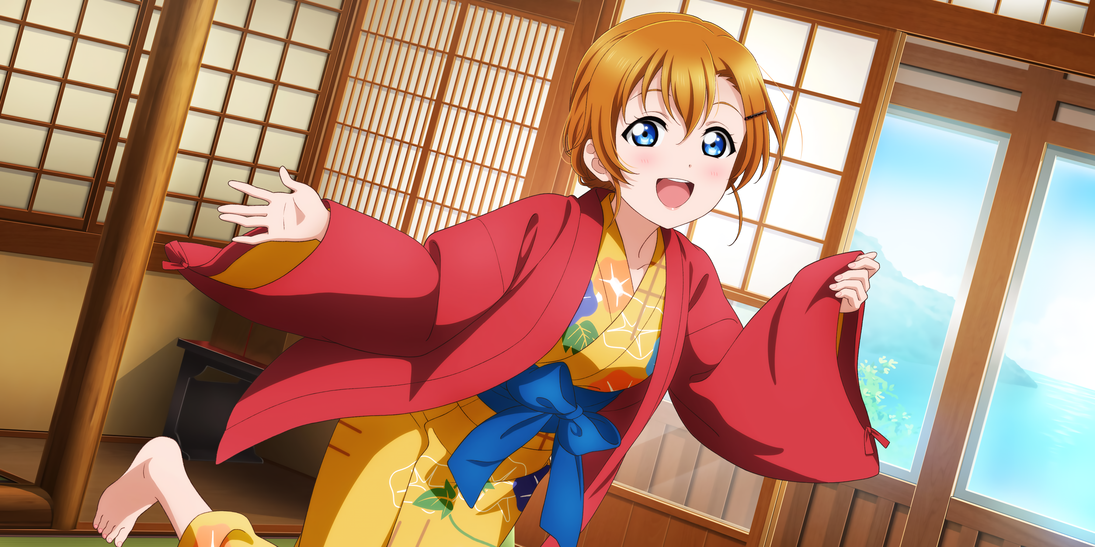 Kousaka Honoka Love Live Anime Girls Anime Kimono Blushing 3600x1800