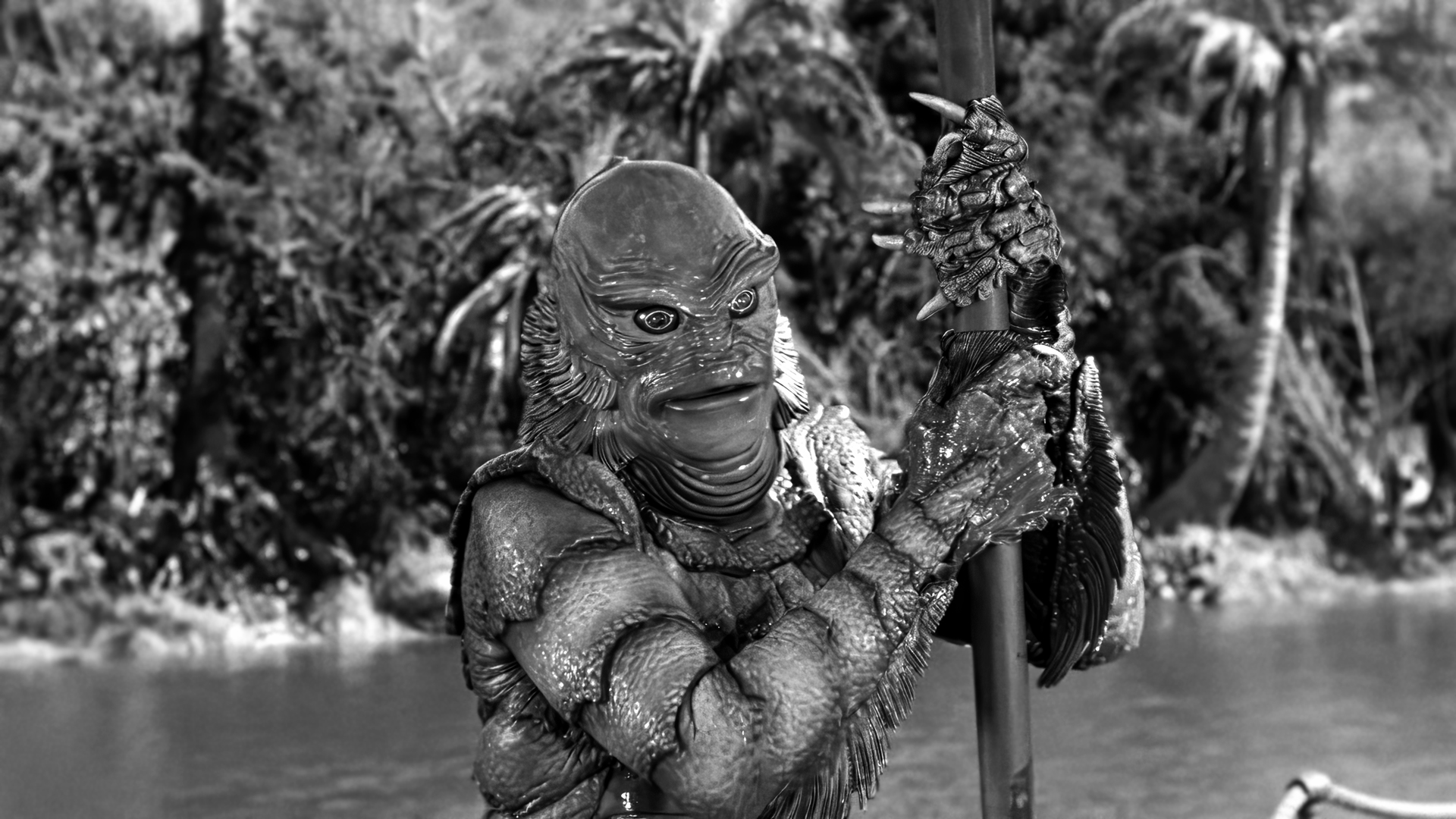 Creature From The Black Lagoon Movies Film Stills Water Creature The Gill Man Horror Movies Monochro 1920x1080