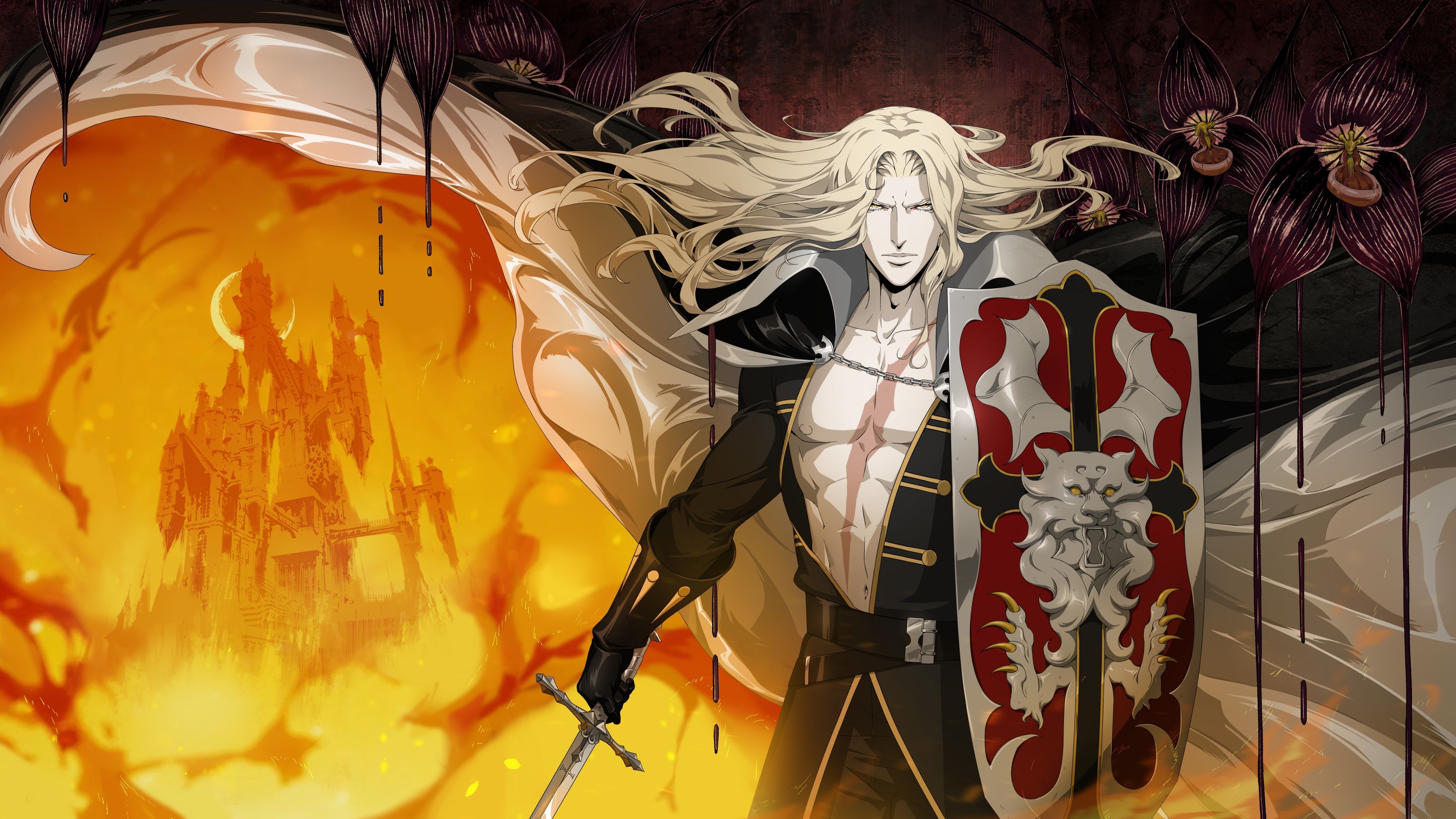 Castlevania Castlevania Anime Castlevania Symphony Of The Night Alucard Castle Vampire Anime Fire Kn 4096x2304