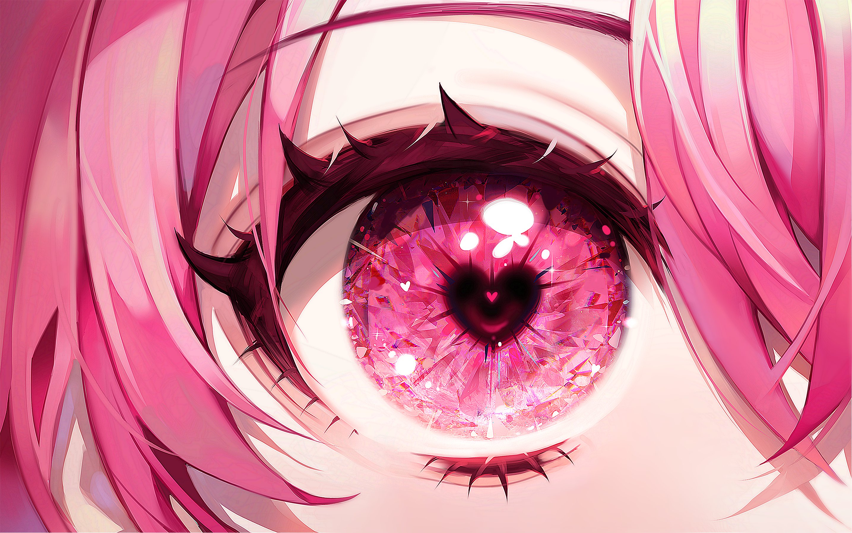 Anime Anime Girls Closeup Eyes Pink Eyes Pink Hair 2870x1797