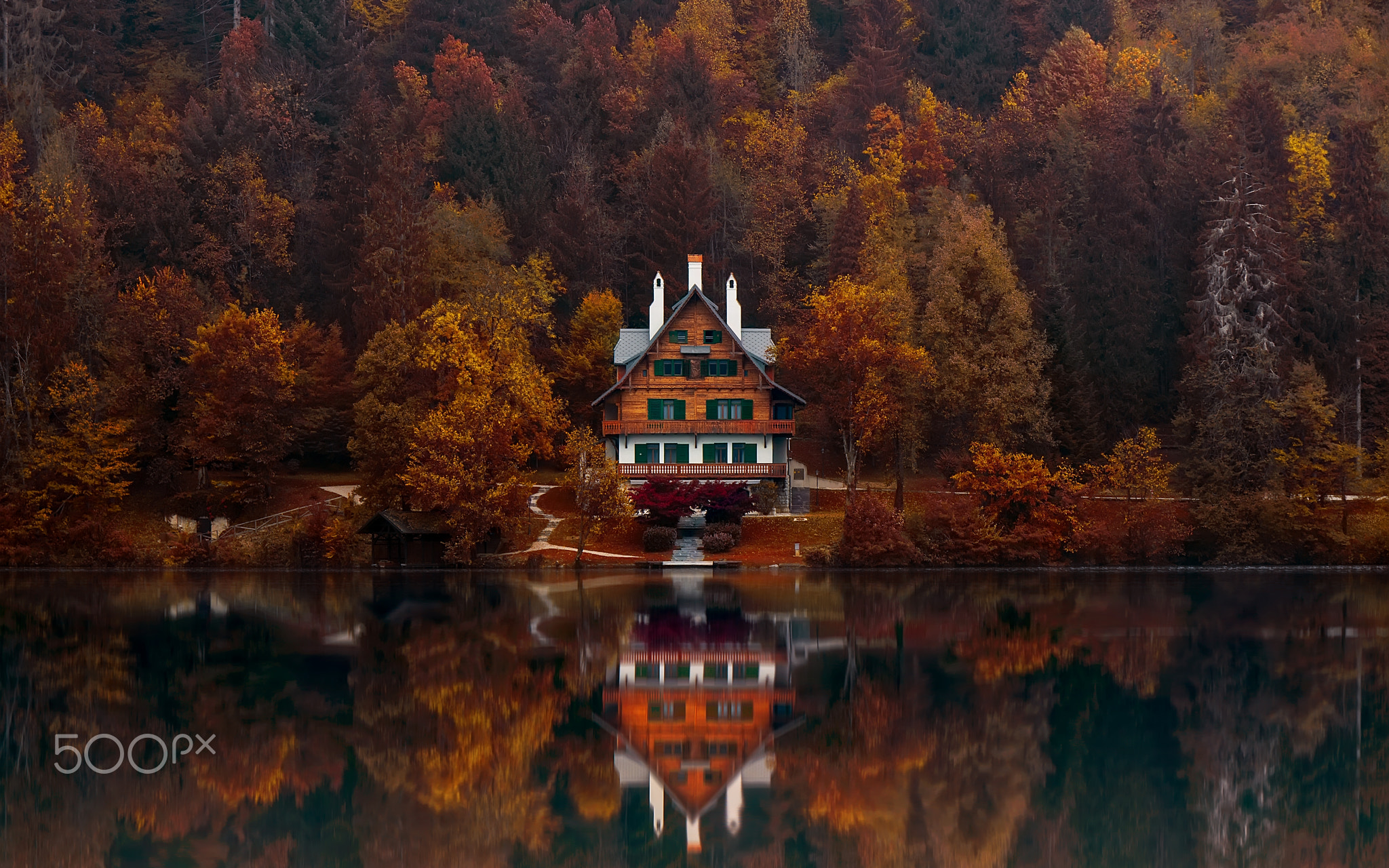 Landscape Slovenia Lake Bled Forest 500px Reflection Water Trees Building House 2048x1280