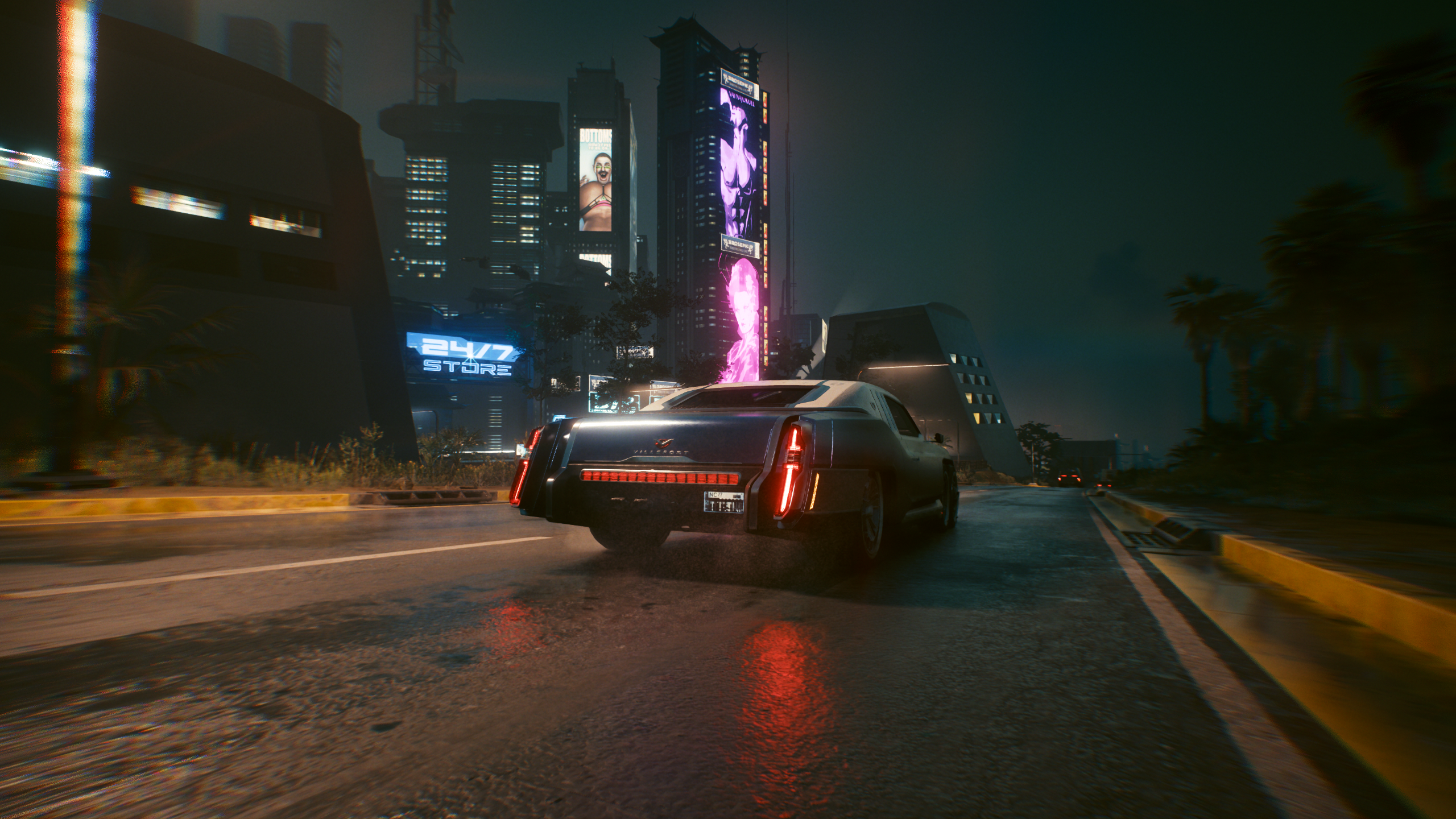 Cyberpunk Cyberpunk 2077 City Lights Video Game Art Car Sports Car Neon Drive Driver 2560x1440