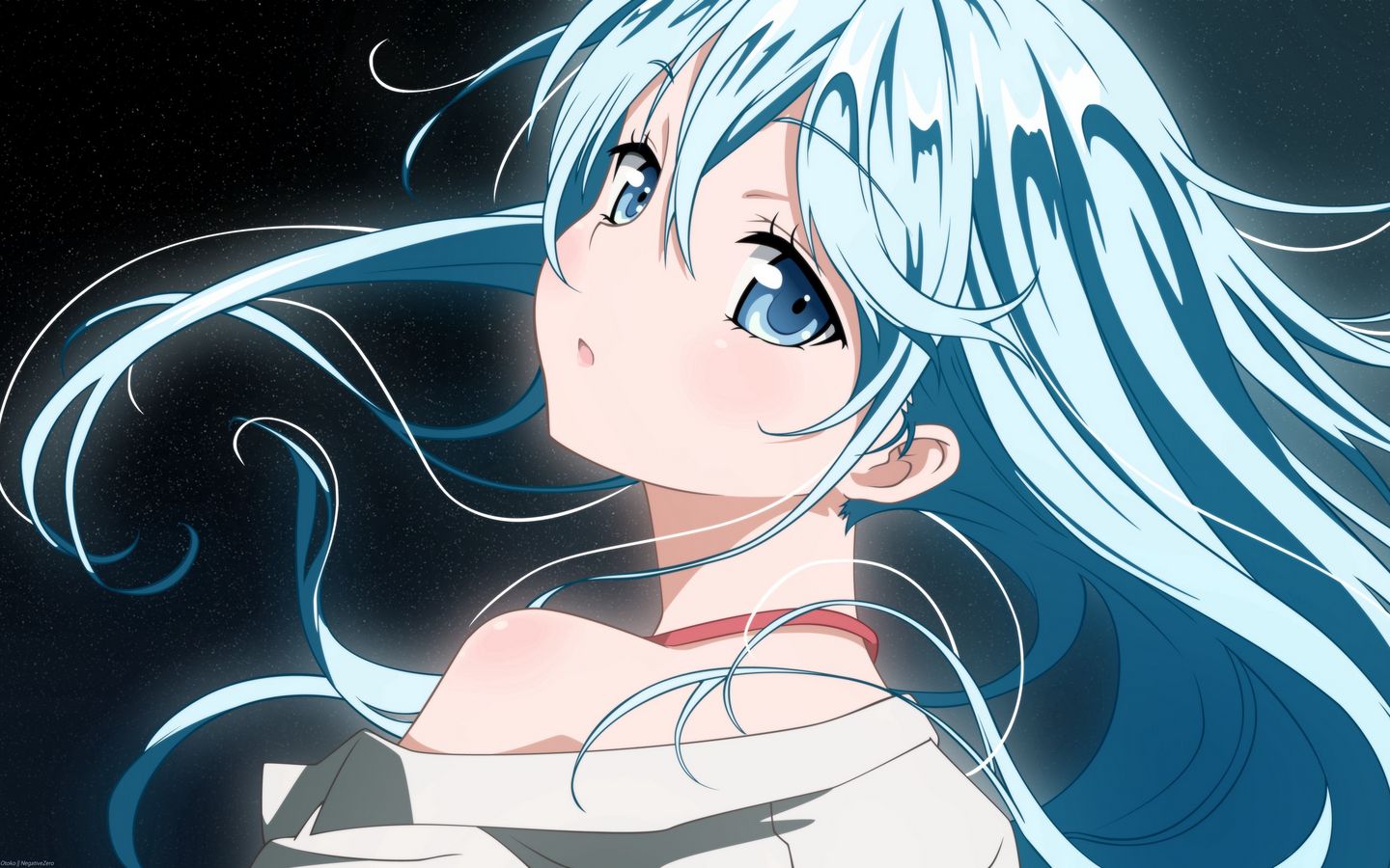 Anime Anime Girls Denpa Onna To Seishun Otoko Blue Hair Blue Eyes 1440x900