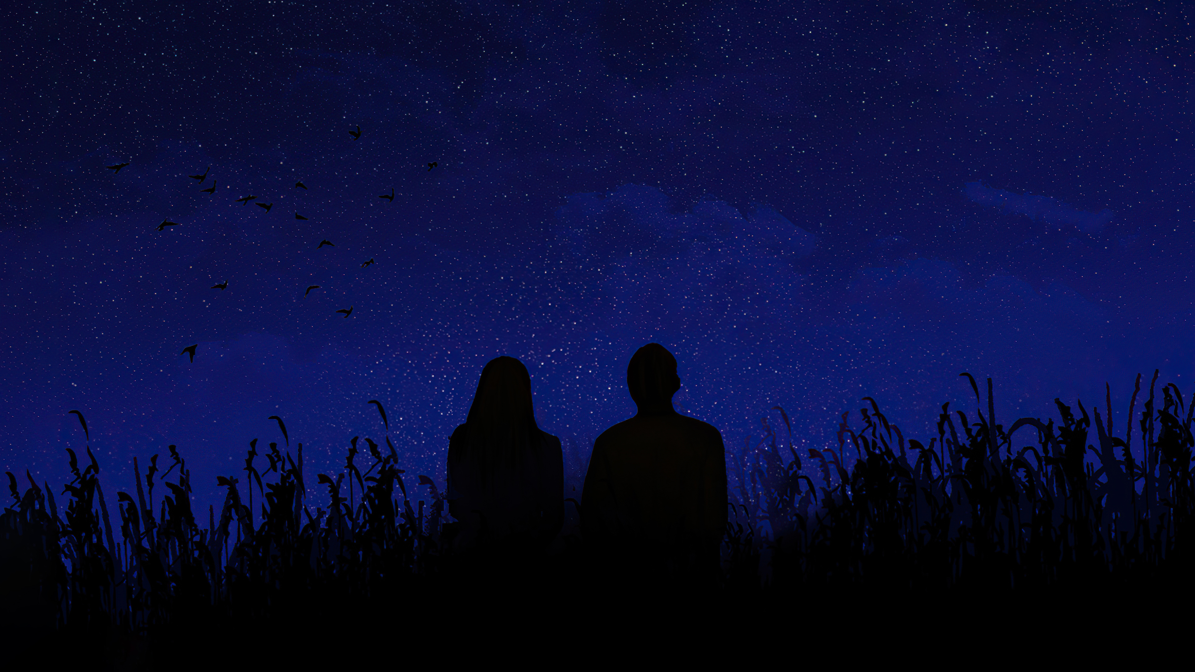 Stars Night Love Nightscape Galaxy Midnight 3840x2160