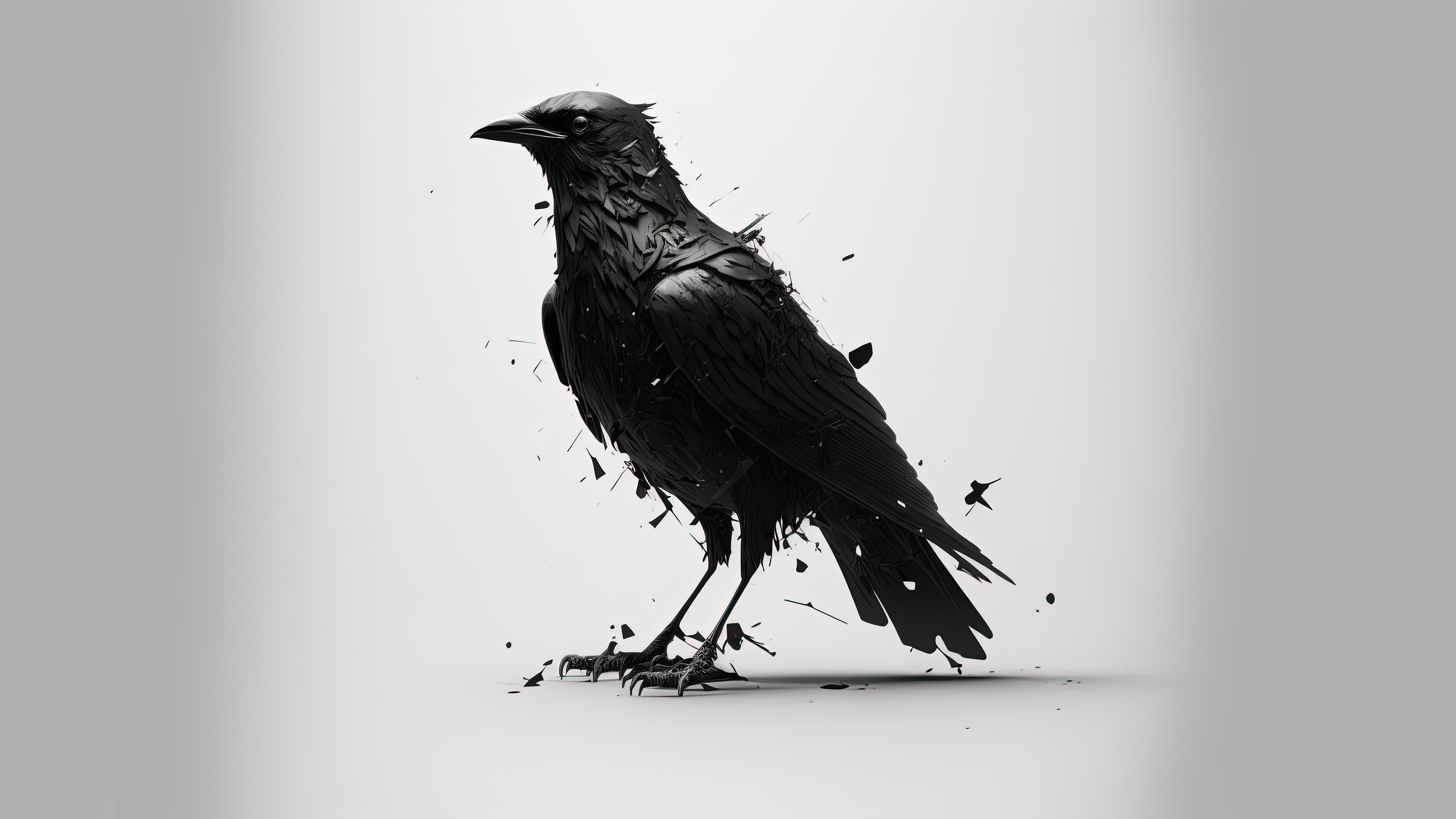 Ai Art Birds Animals Crow Minimalism Simple Background 3840x2160