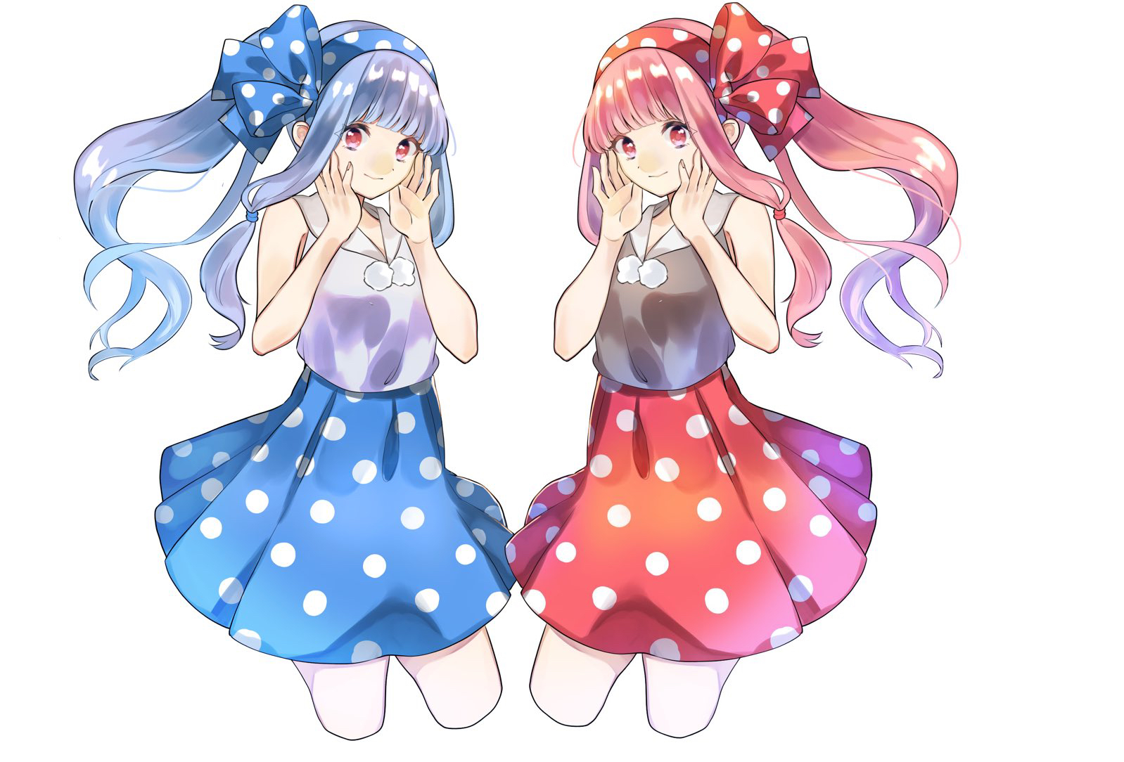 Anime Anime Girls Voiceroid Kotonoha Aoi Kotonoha Akane Long Hair Twins Blue Hair Pink Hair Artwork  1598x1084