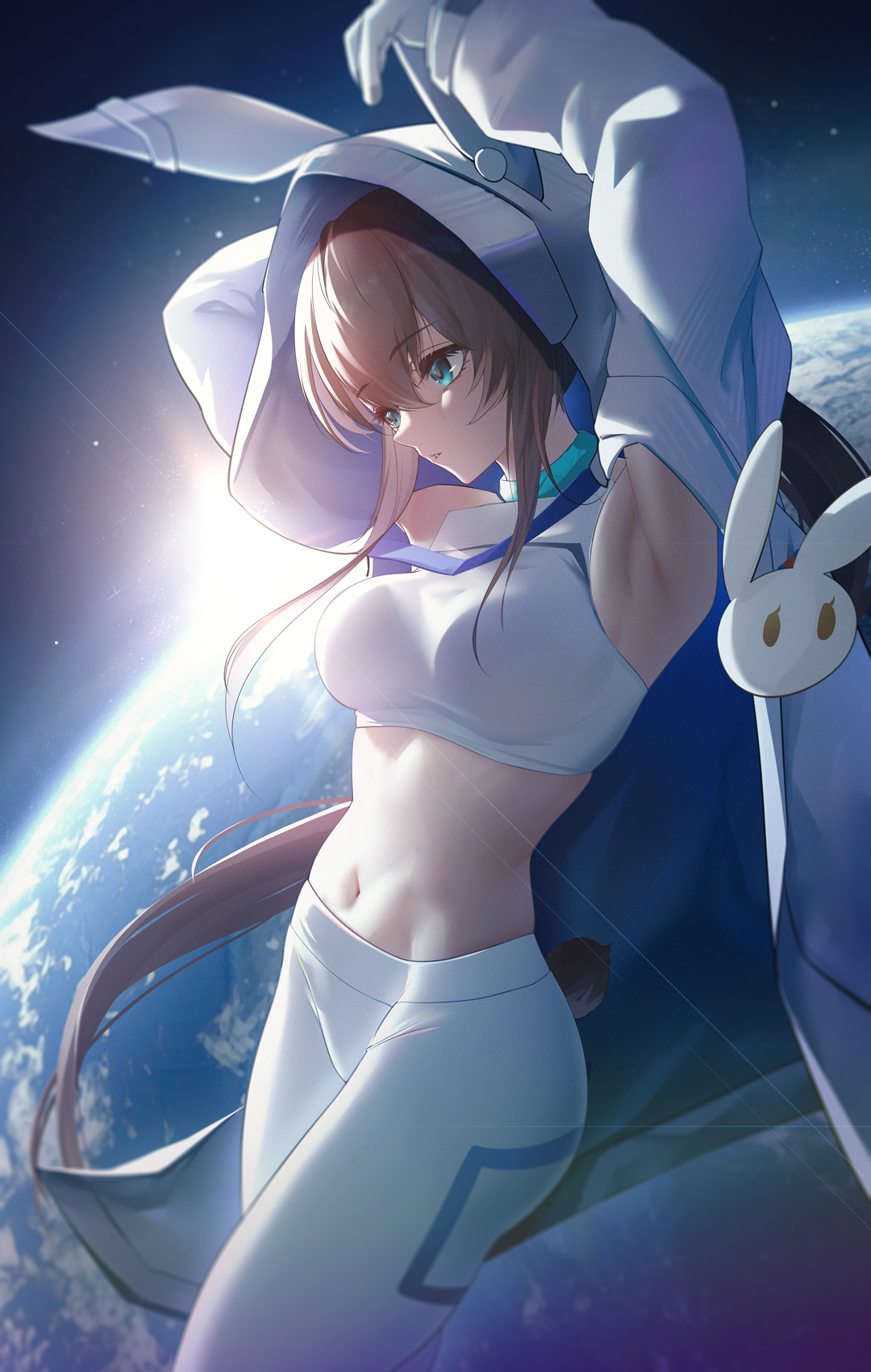 Anime Anime Girls Pixiv Portrait Display Bunny Girl Bunny Ears Planet Space Stars Sunlight Blonde Bl 1080x1701