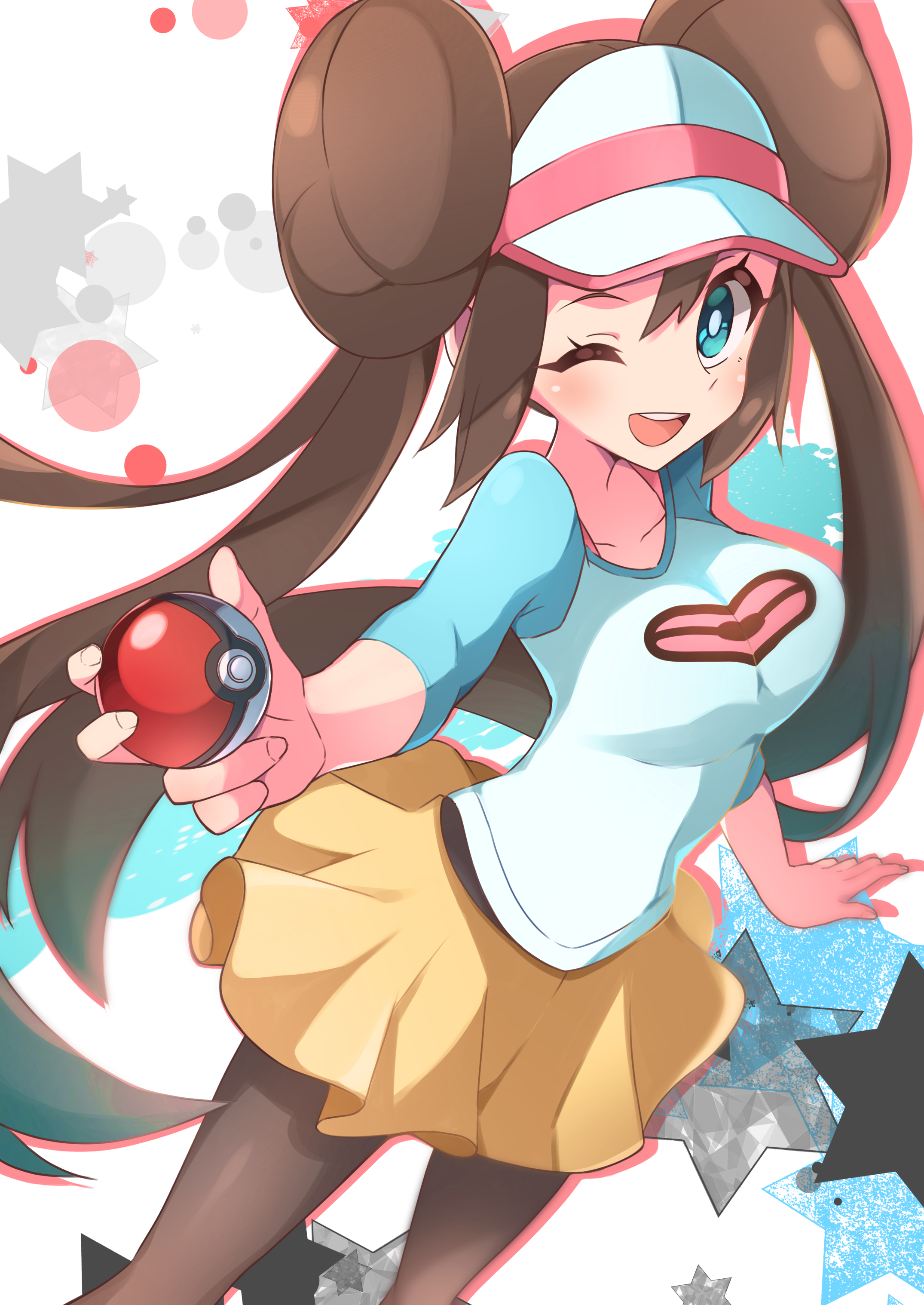 Anime Anime Girls Pokemon Rosa Pokemon Long Hair Twintails Brunette Solo Artwork Digital Art Fan Art 2150x3035