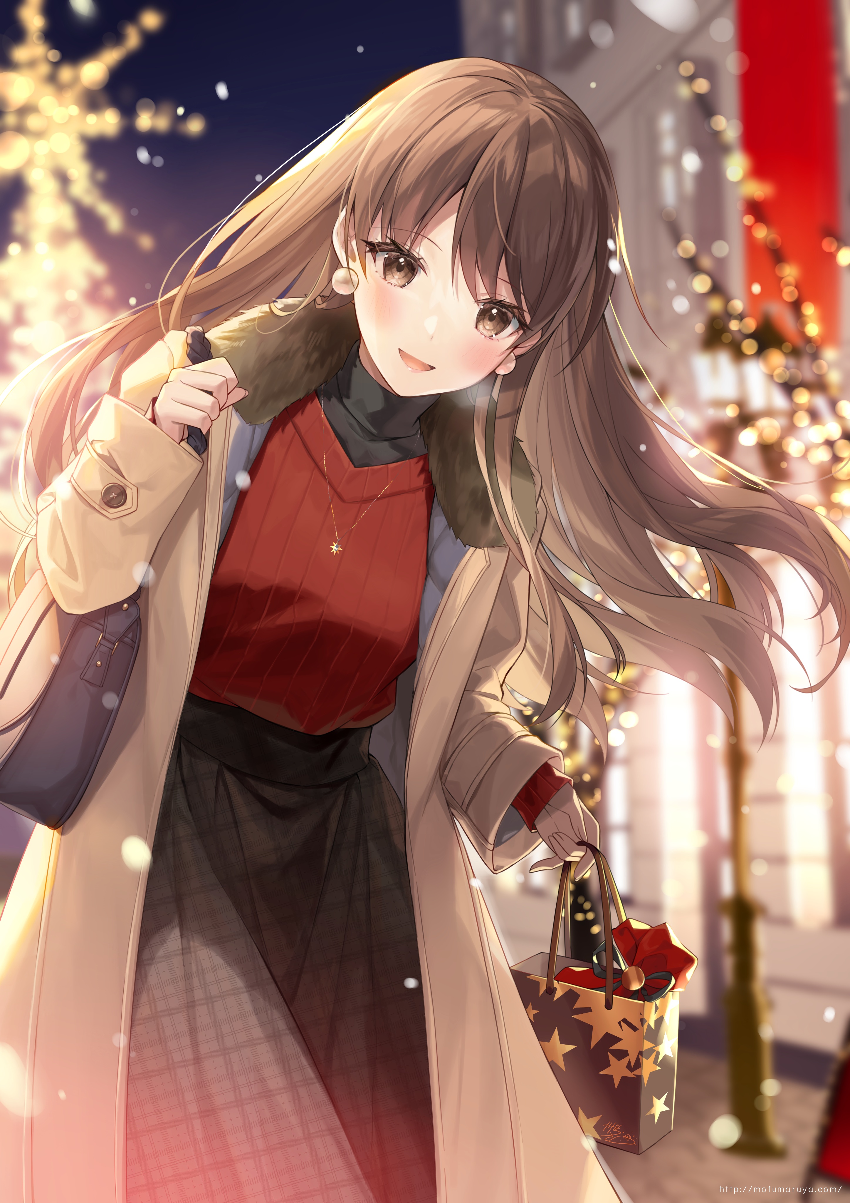 Anime Anime Girls Vertical Christmas Tree Purse Lights 2894x4093