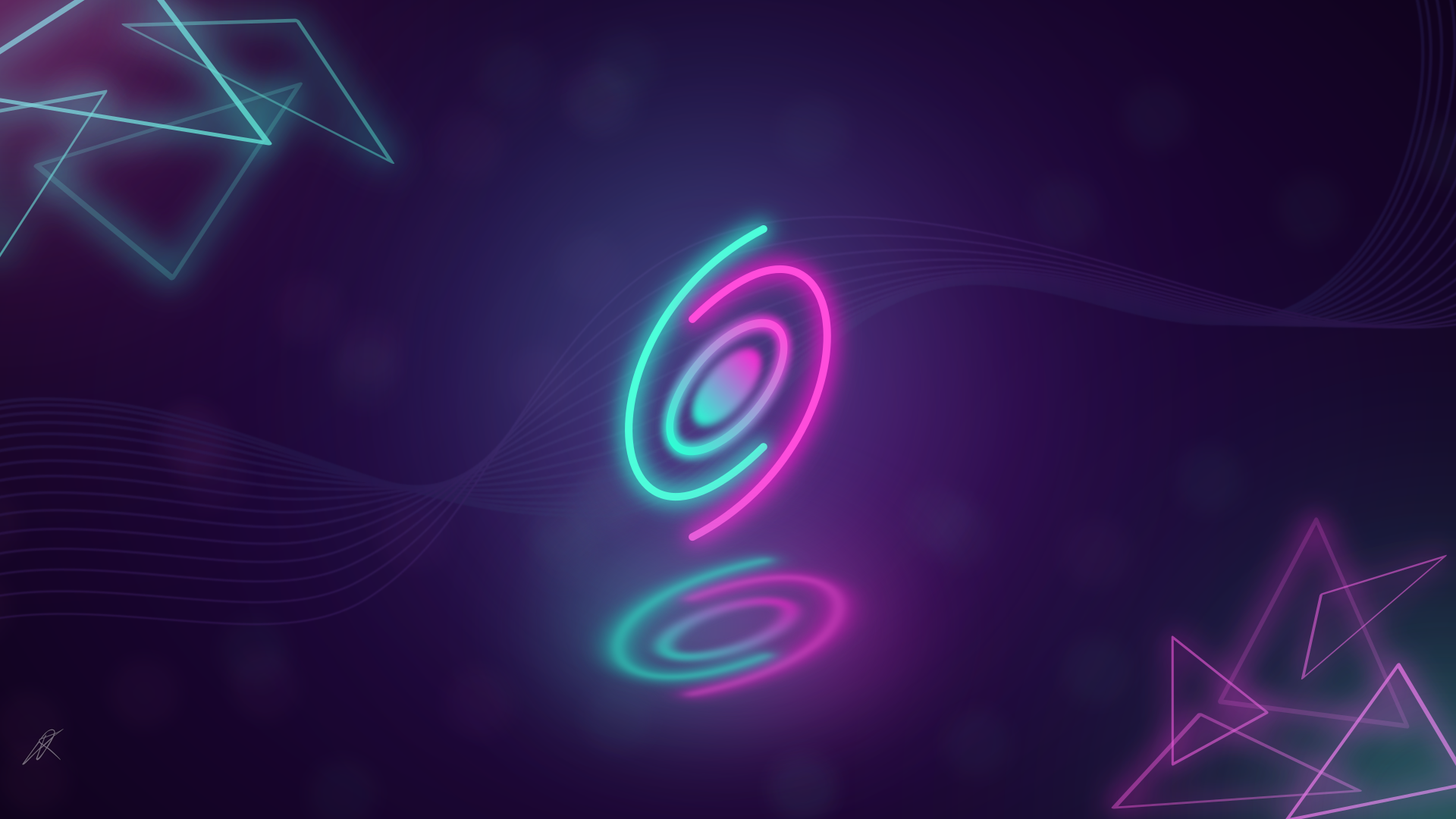Neon Abstract Symbols Triangle Vector Simple Background 1920x1080