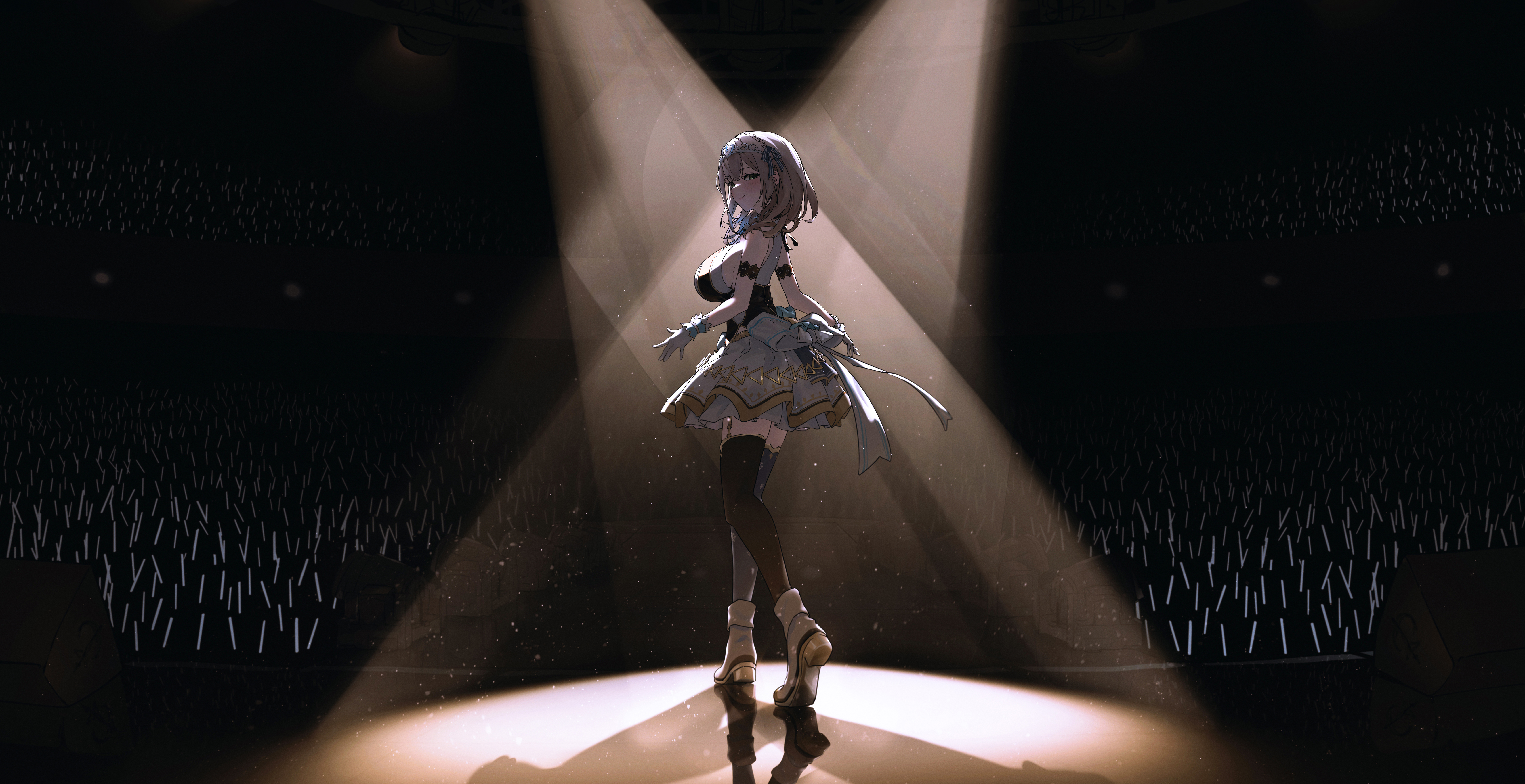 Virtual Youtuber Hololive Shirogane Noel Audience Stage Light Anime Girls 8351x4295