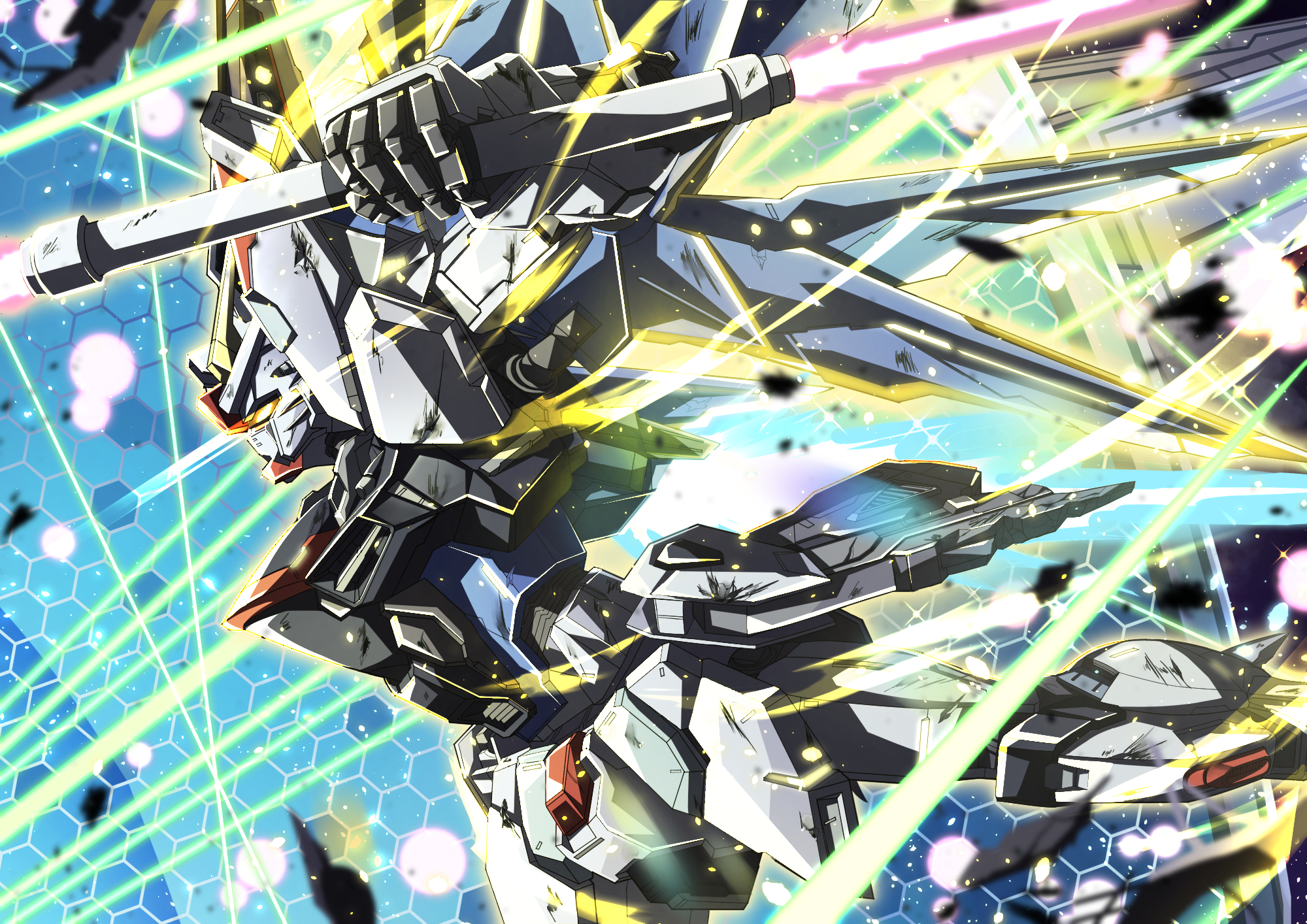 Anime Mechs Gundam Super Robot Taisen Mobile Suit Gundam SEED Freedom Gundam Artwork Digital Art Fan 2000x1414