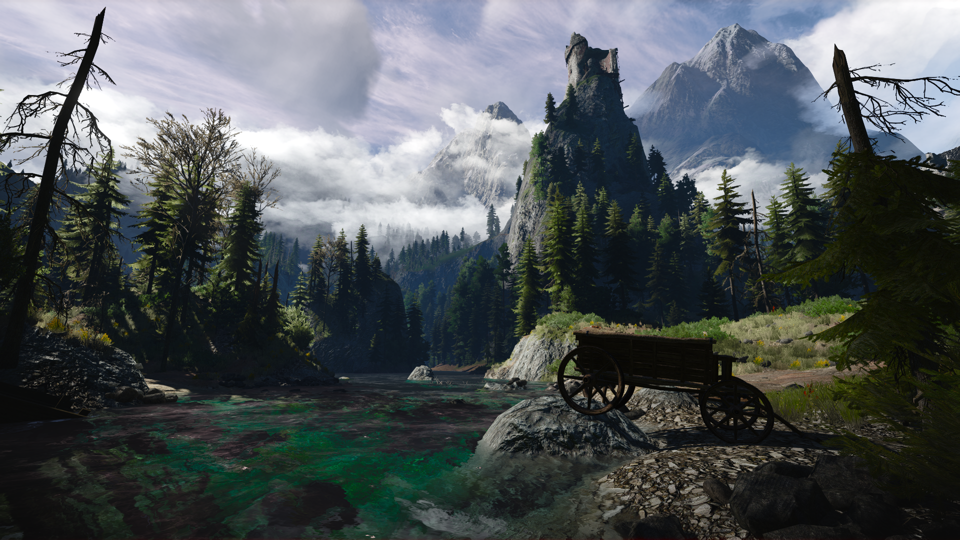 The Witcher 3 Wild Hunt Video Game Landscape CD Projekt RED CGi Video Games Nature Mountains Trees C 1920x1080