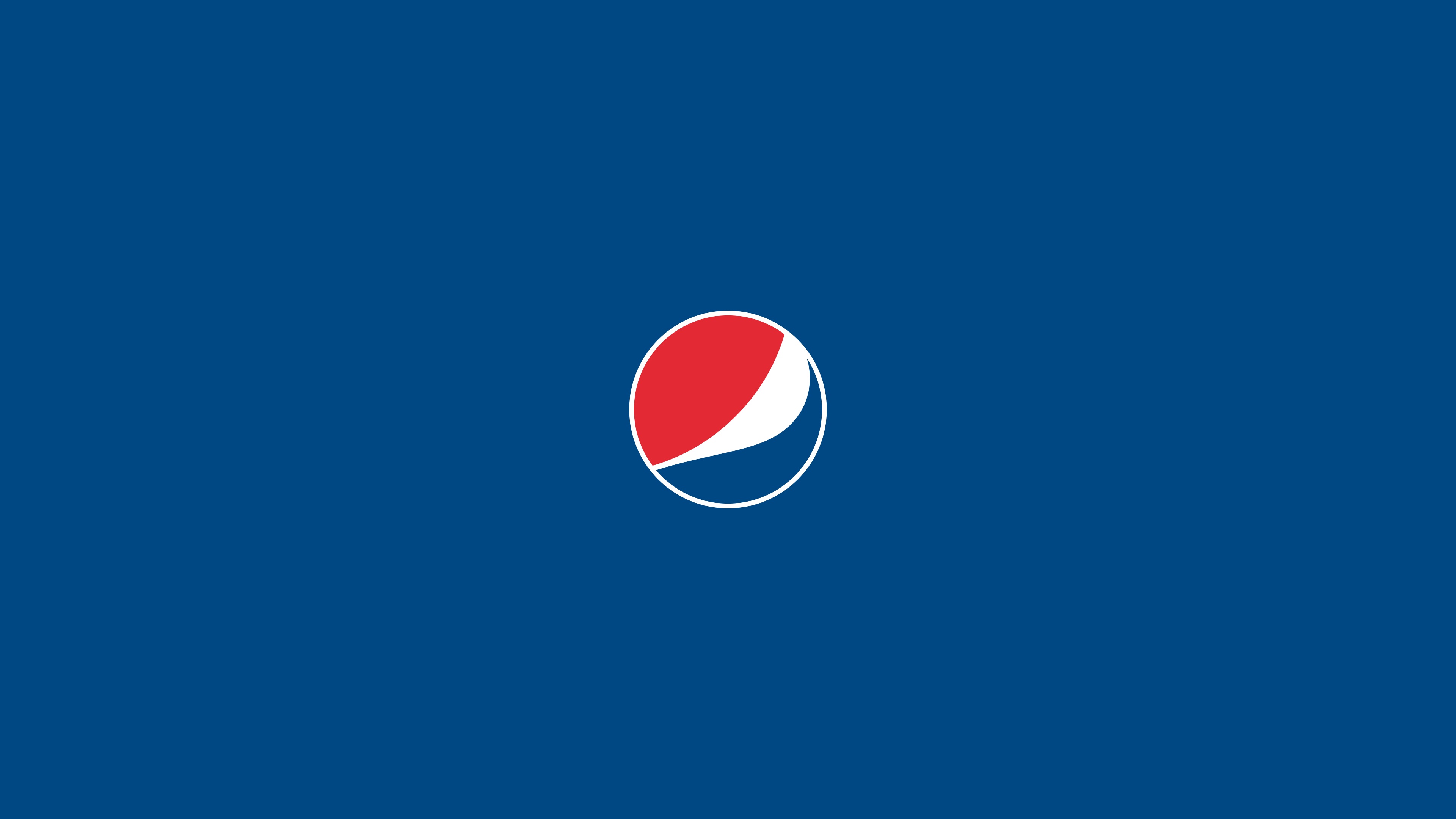 Pepsi 4K Minimalism Brand Cola Beverages Blue Background Logo Simple Background 3840x2160