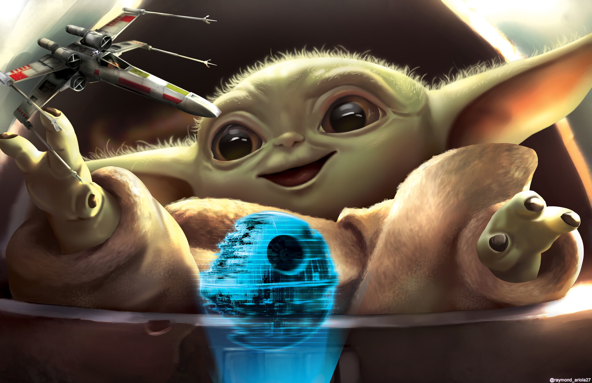 Star Wars X Wing Death Star Baby Yoda Grogu Star Wars 1920x1242