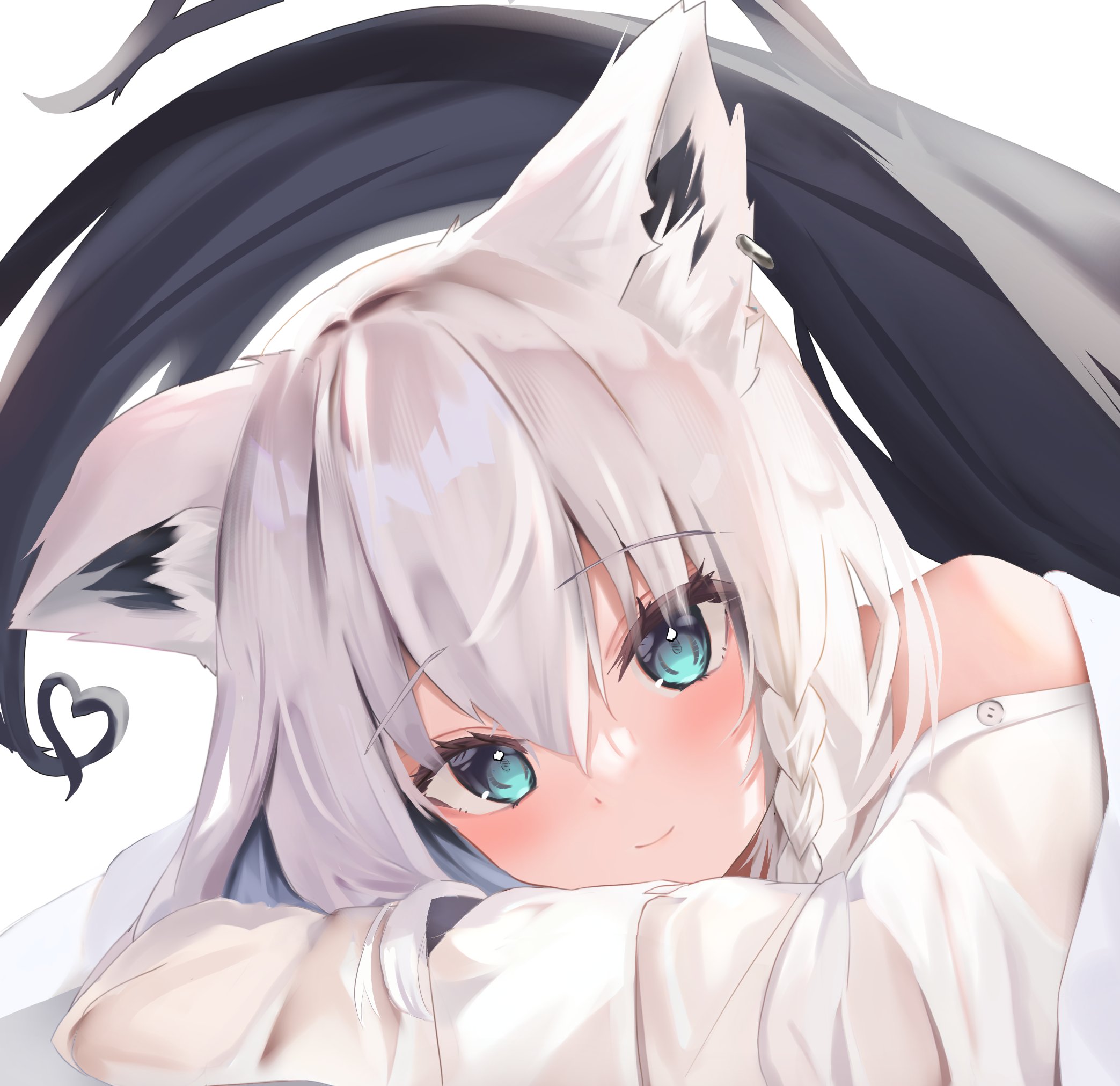 cute white anime fox with blue eyes  Arthubai
