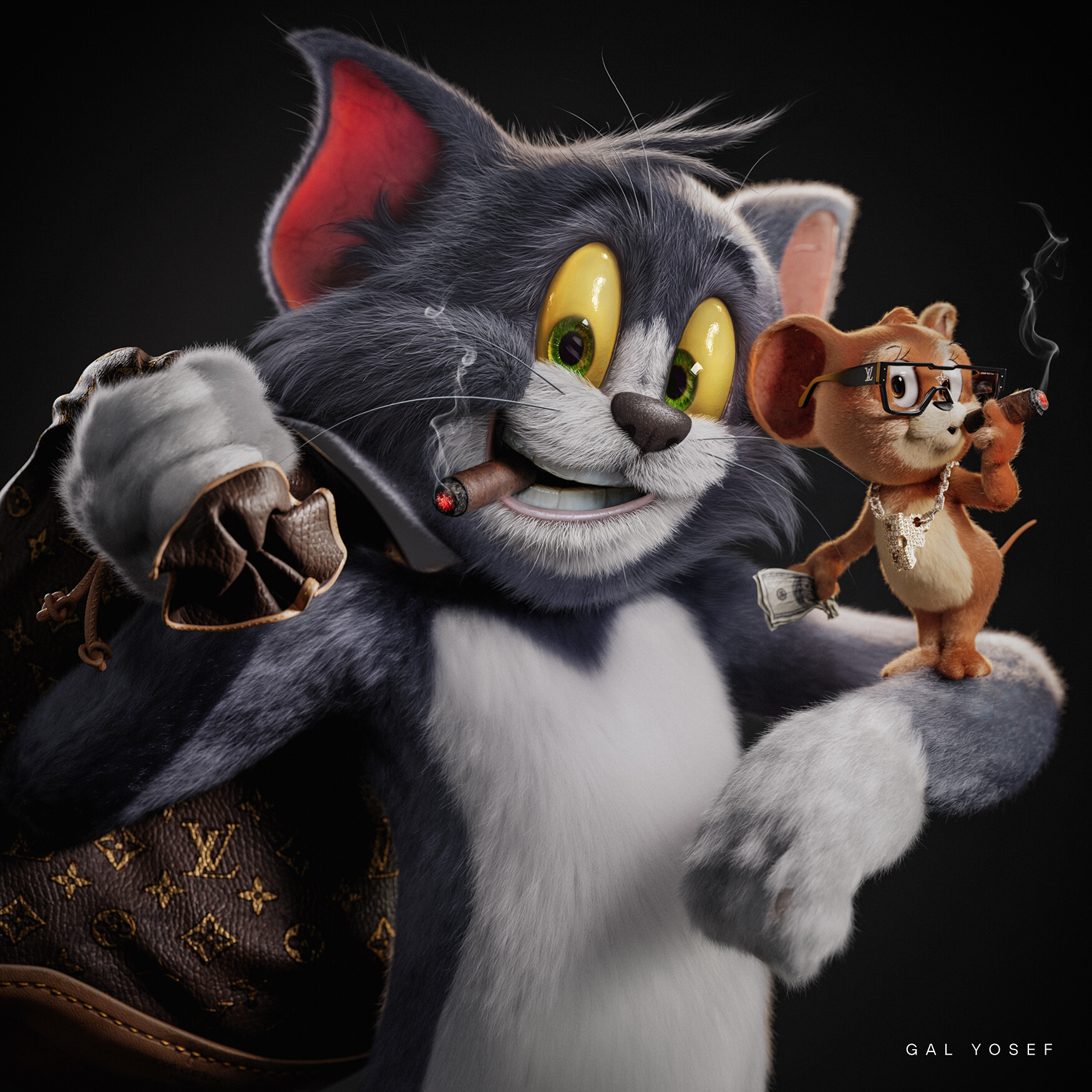 Artwork Digital Art Tom And Jerry Cartoon Smoking Cigars Cats Mice Gal  Yosef Wallpaper - Resolution:1750x1750 - ID:1343389 